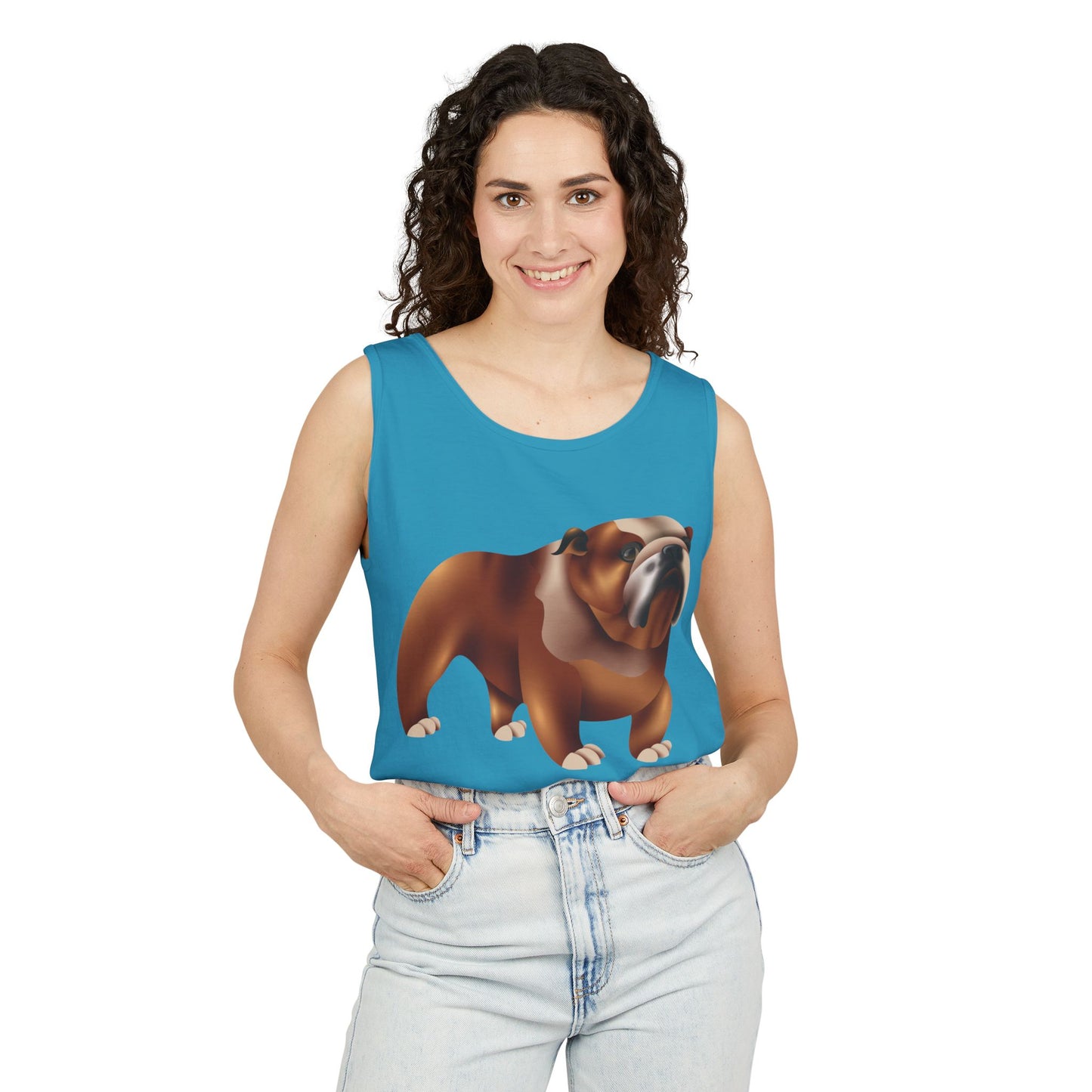 Unisex Garment-Dyed Tank Top - Adorable British Dog