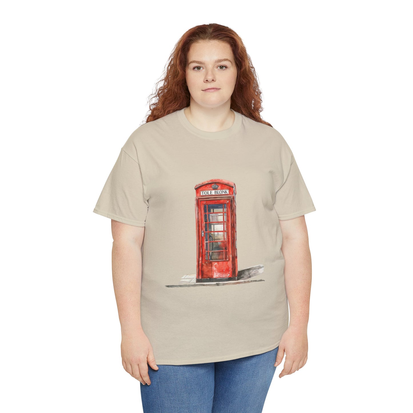 Unisex Heavy Cotton Tee - Iconic British Public Telephone - Classic Red Phone Box