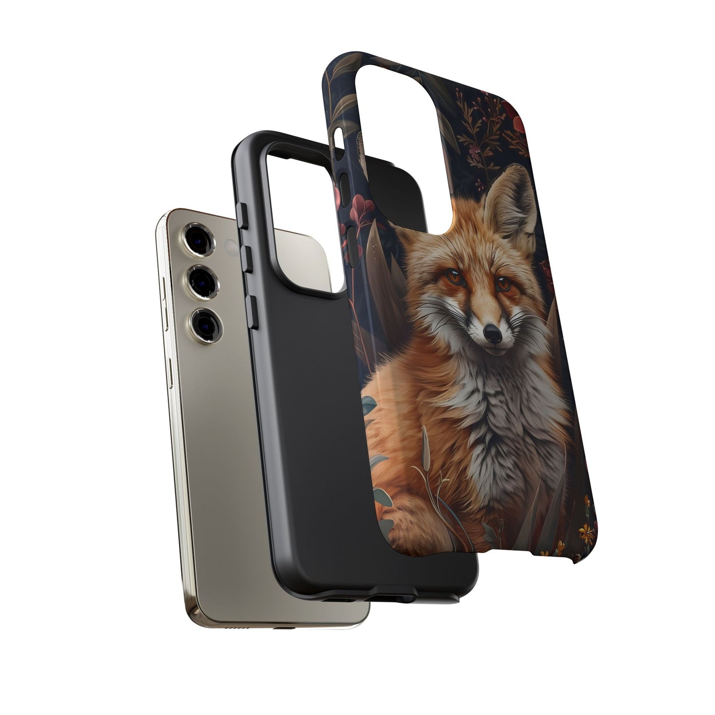 Fox Floral Phone Case, Tough Cases for Animal Lovers, Nature Themed Gift, Cute Phone Cover, Wild Fox Protector
