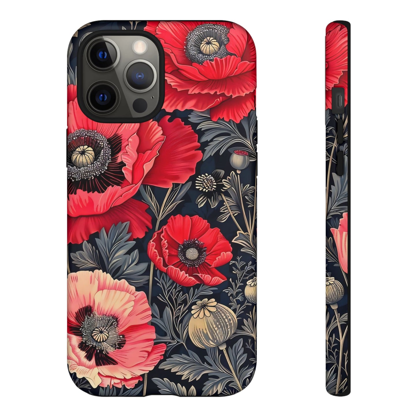 Floral Phone Case with Artistic Poppies, Tough Cases, Flower Design, Nature Lover Gift, Customizable Mobile Cover, Stylish Phone Accessories