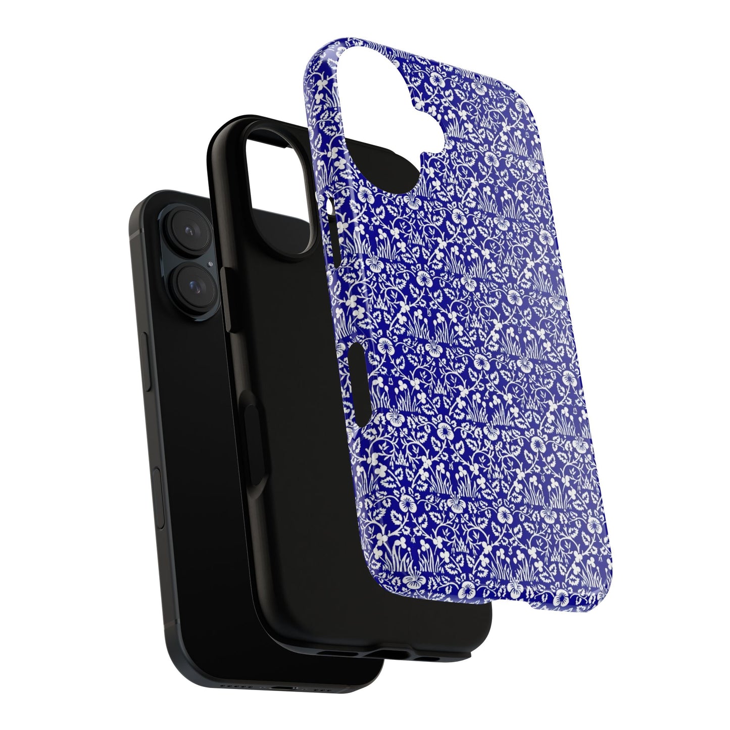 Elegant Floral Phone Case - Tough Cases, Blue Floral Design, Stylish Phone Accessory, Unique Gift, Modern Tech Protection