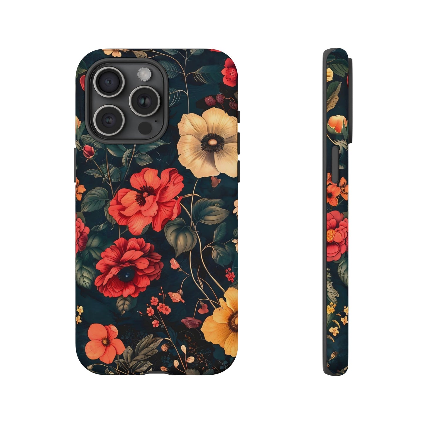 Floral Phone Case, Tough Cases, Flower Motif, Protective Cover, Gift for Her, Floral Design, Spring Accessory