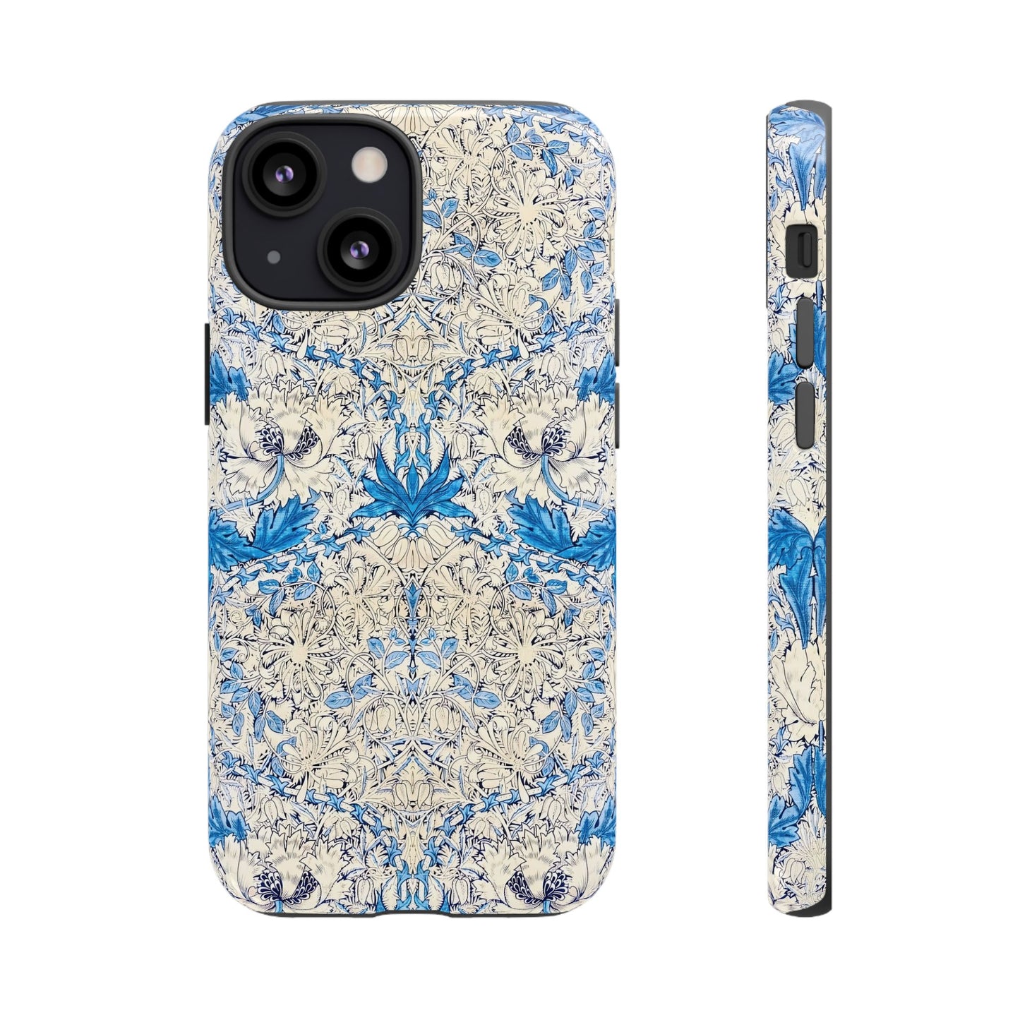 Elegant Floral Phone Case, Tough iPhone Cover, Stylish Mobile Protector, Blue Patterned Case, Unique Gift for Her