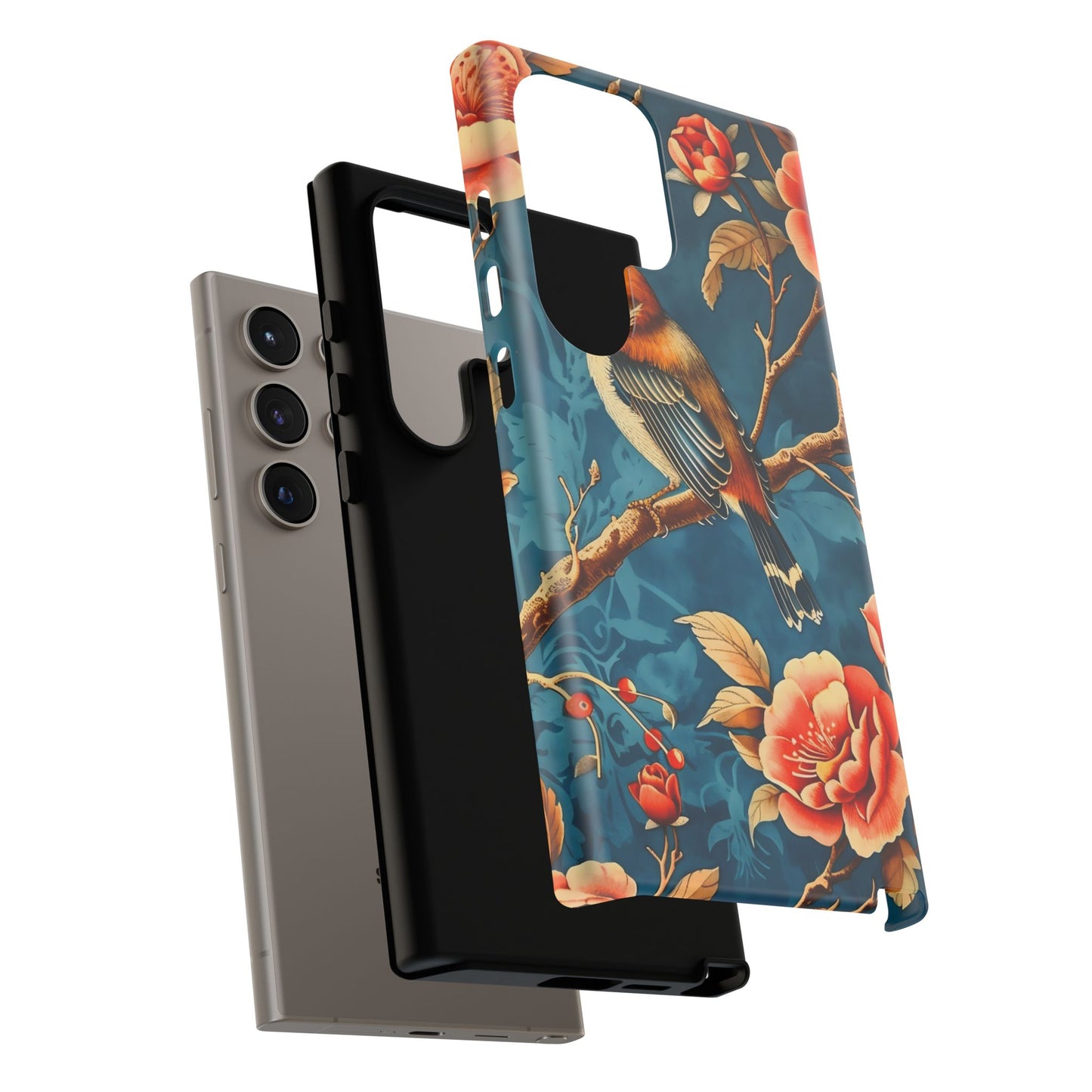 Bird & Floral Phone Case, Tough Cases for Nature Lovers, Gift for Her, Customizable Design, Vibrant Tech Accessories