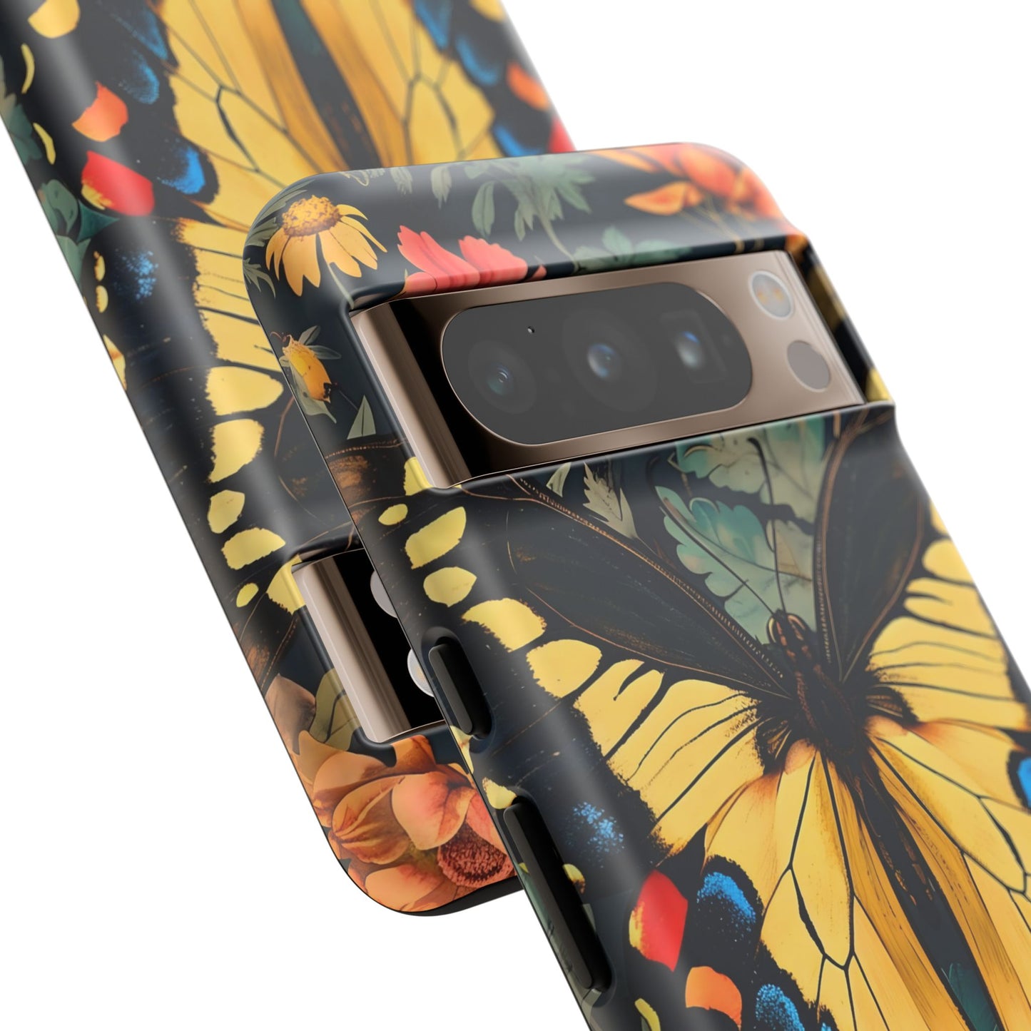 Butterfly Floral Phone Case, Art-inspire Tough Case, Gift for Nature Lovers, Butterfly Pattern Cover, Eco-Friendly Mobile Accessory