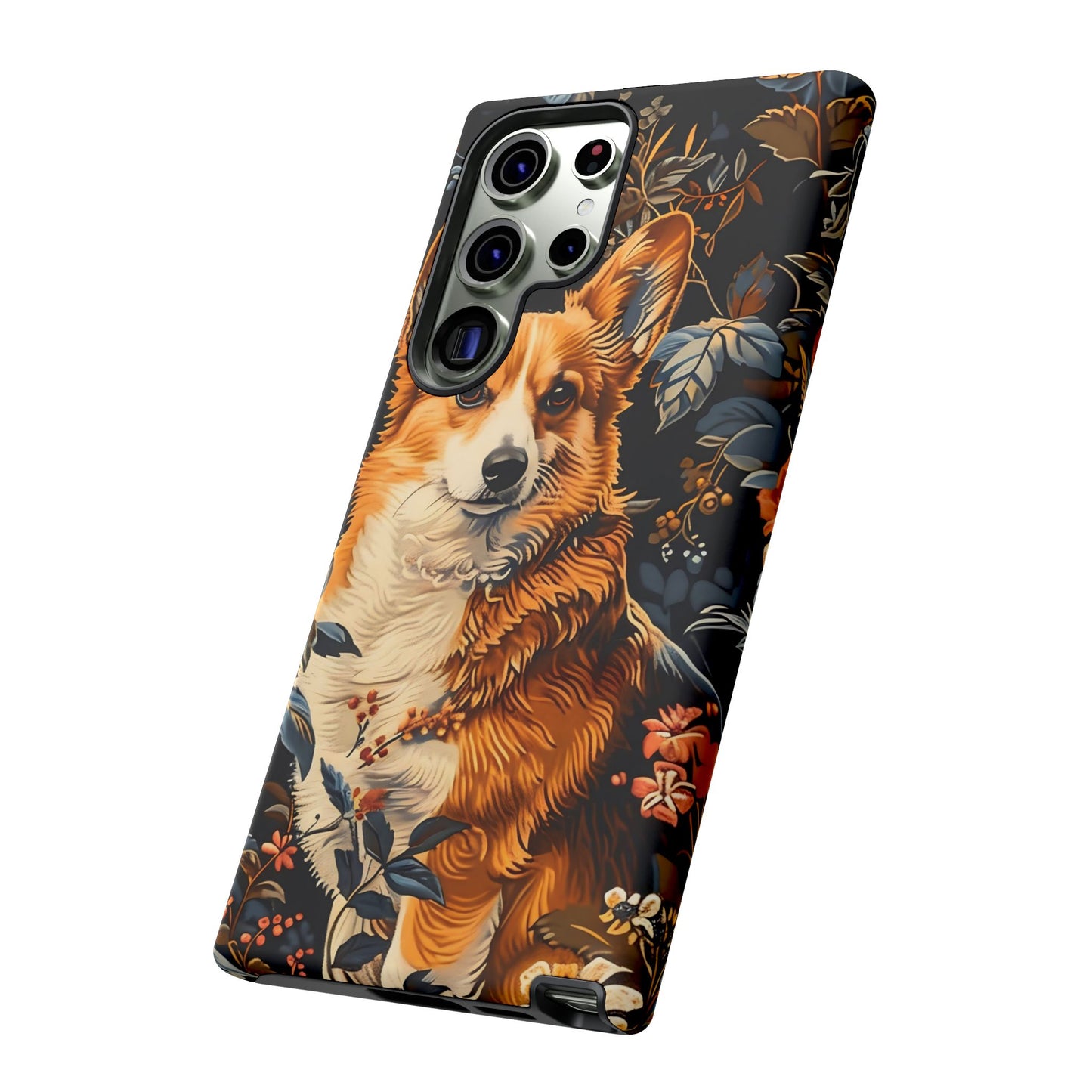 Corgi Floral Phone Case - Tough Cases for Dog Lovers, Cute Pet Accessories, Gift for Dog Owners, Floral Design, Personalized Tech Cover