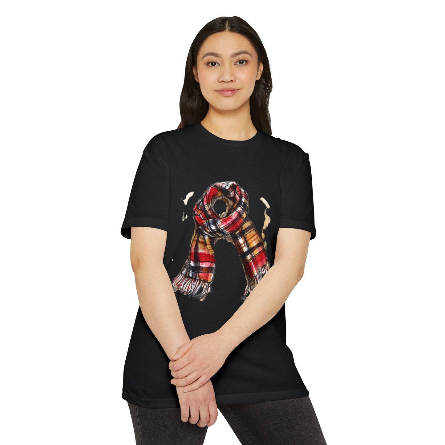 Unisex CVC Jersey T-shirt - Classic British Plaid Scarf Design