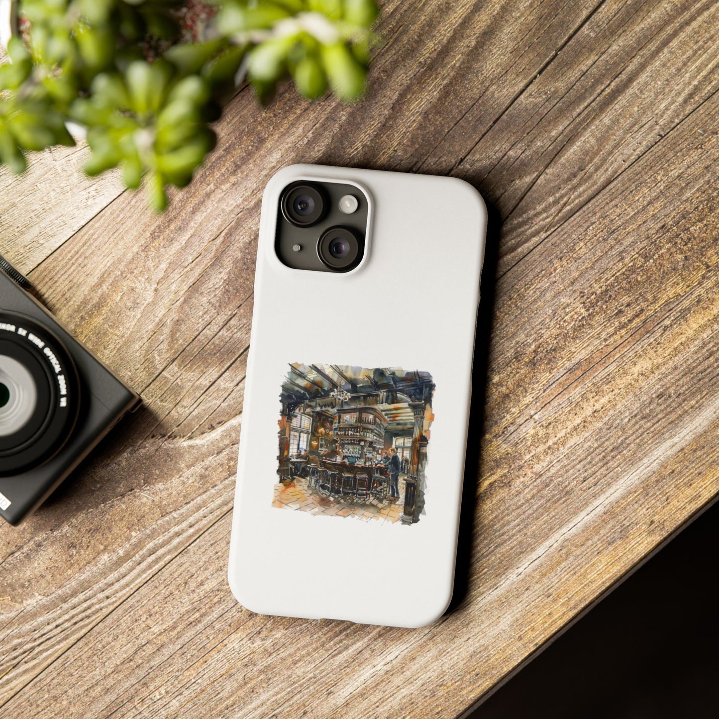 Artisan Bar Scene Phone Cases, Custom Slim Cases for Home Decor Lovers, Unique Gift for Bar Enthusiasts, Perfect for Birthdays and Holidays