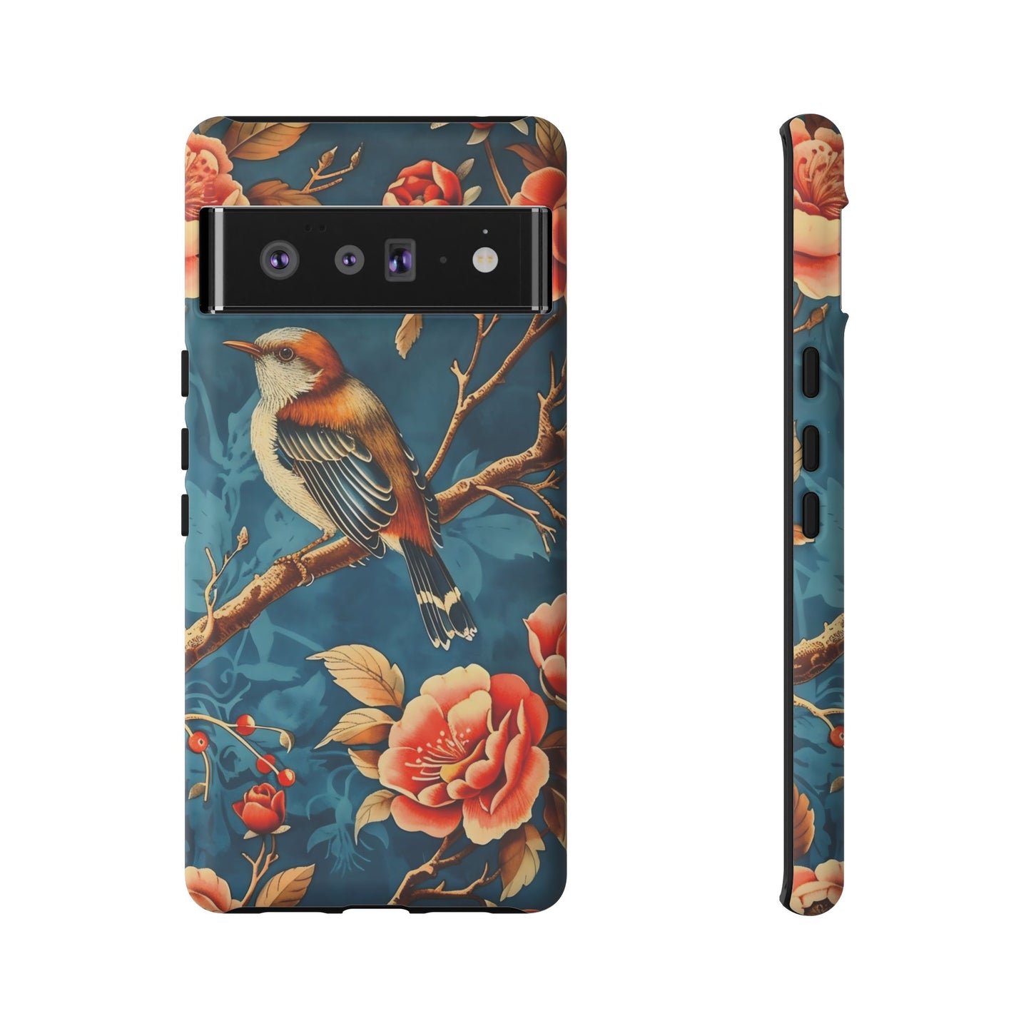 Bird & Floral Phone Case, Tough Cases for Nature Lovers, Gift for Her, Customizable Design, Vibrant Tech Accessories