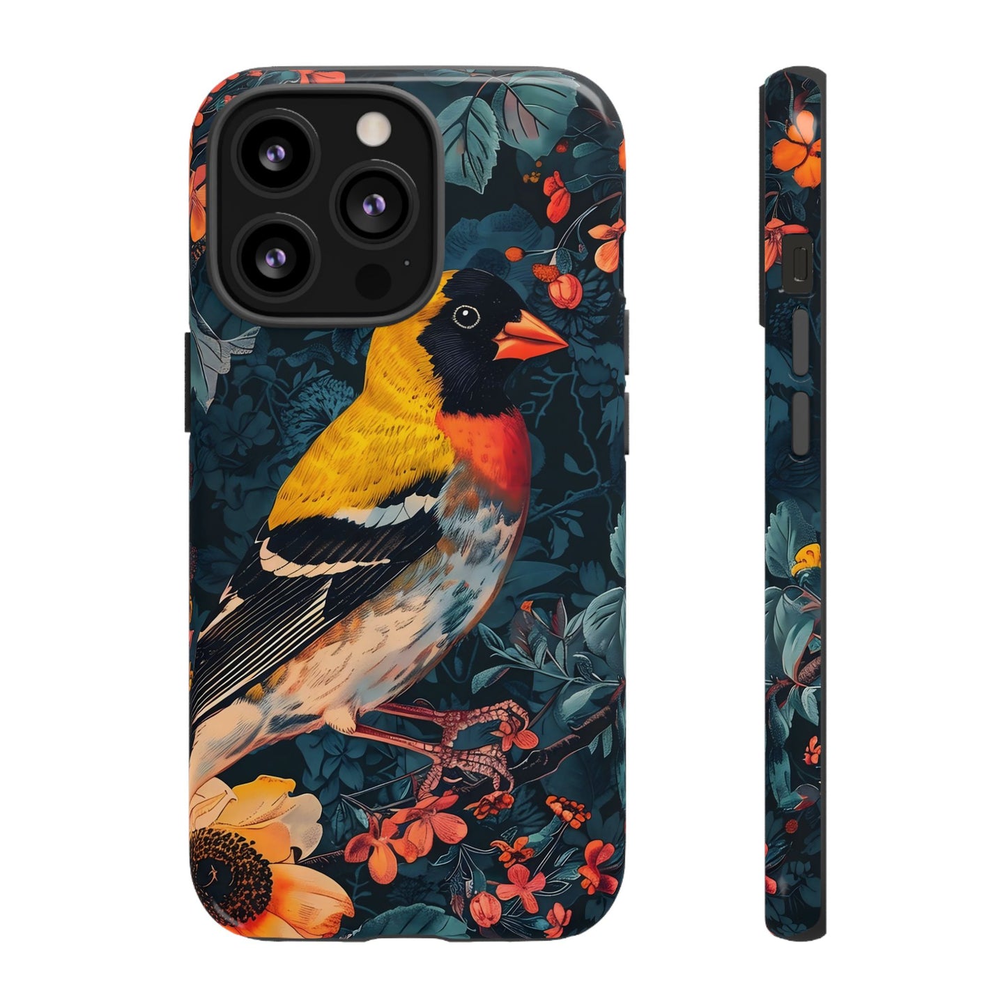 Colorful Bird Phone Case, Floral Phone Cover, Tough Phone Protector, Nature Lover Gift, Botanical Case, Unique Mobile Accessory
