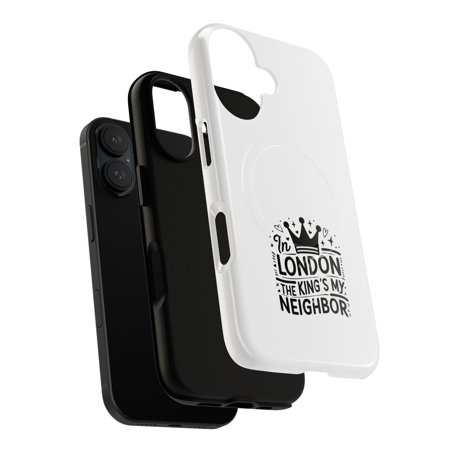 King's Neighbor Tough Magnetic Phone Case, London Style Case, Durable Phone Cover, Gift for Travelers, Black White Phone Accessory