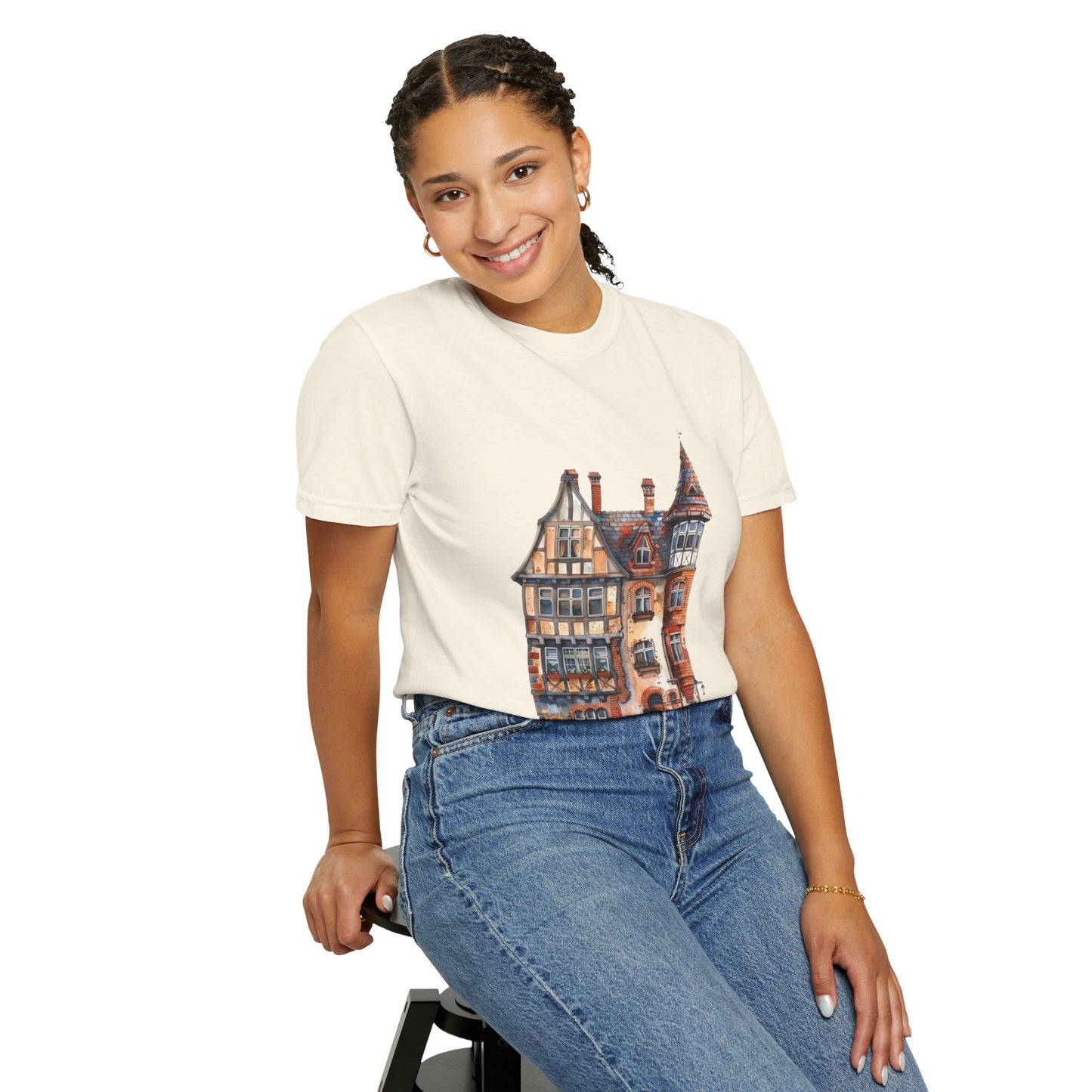 Unisex Garment-Dyed T-shirt - The Quintessential British Village House