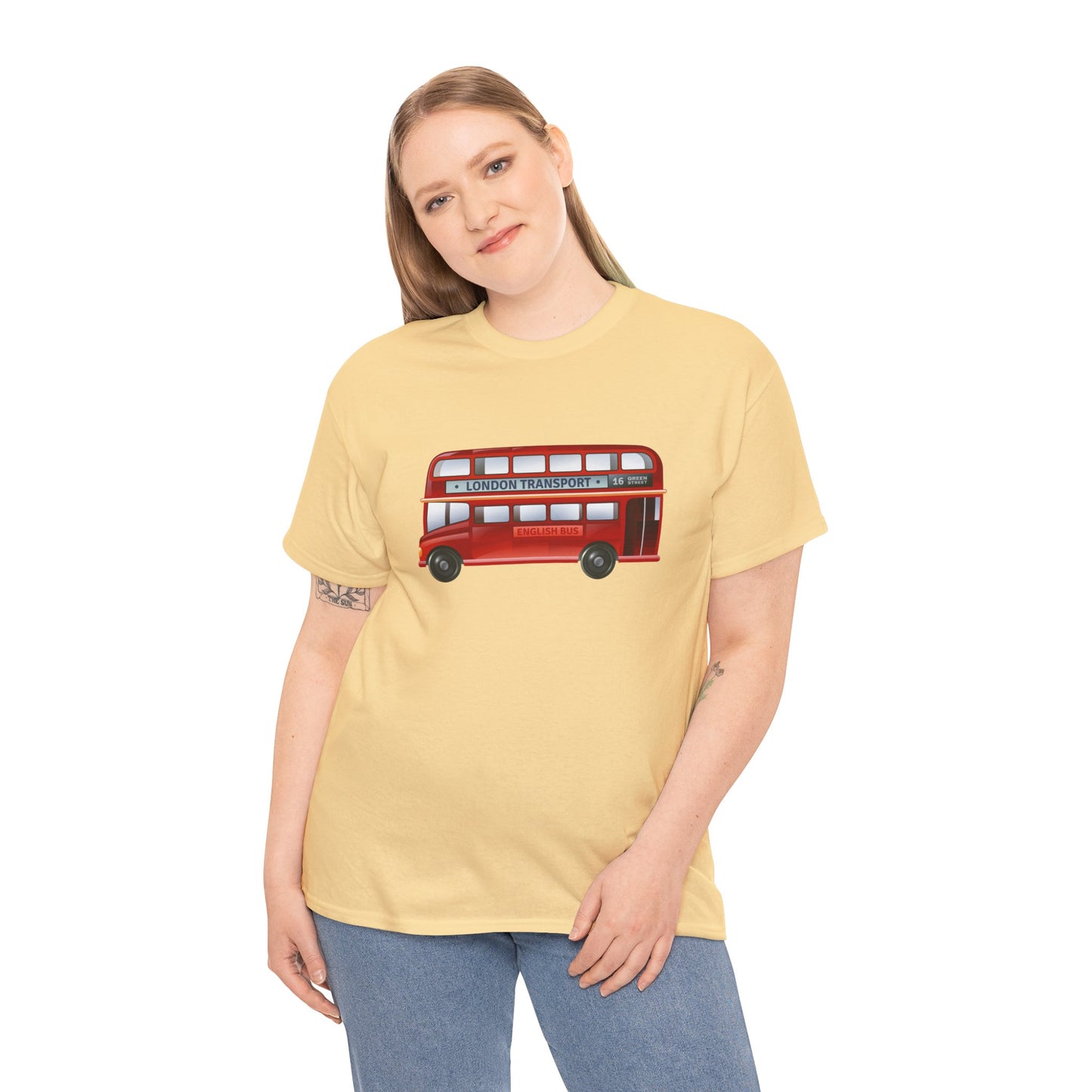 Unisex Heavy Cotton Tee - London Iconic Transport English Bus