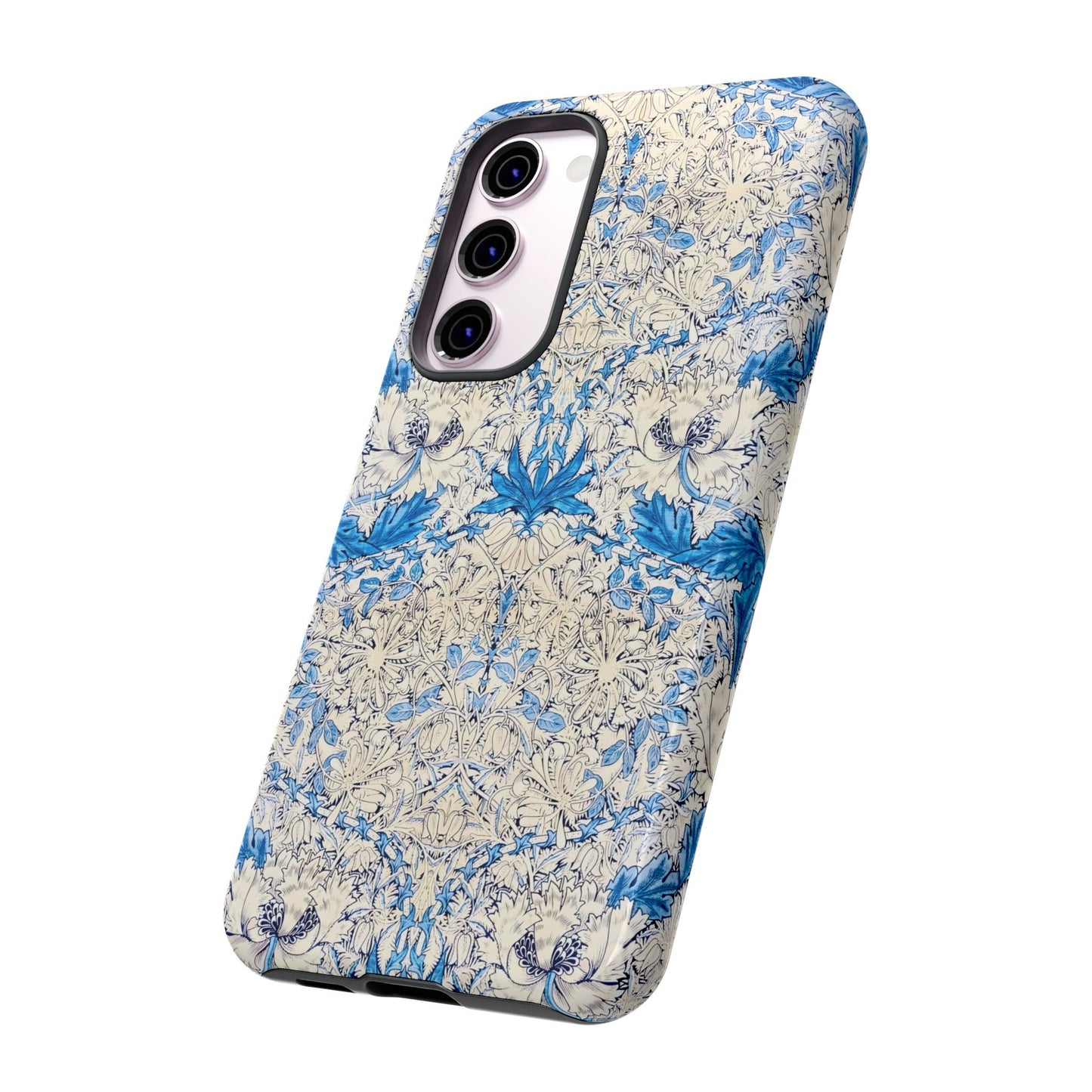 Elegant Floral Phone Case, Tough iPhone Cover, Stylish Mobile Protector, Blue Patterned Case, Unique Gift for Her