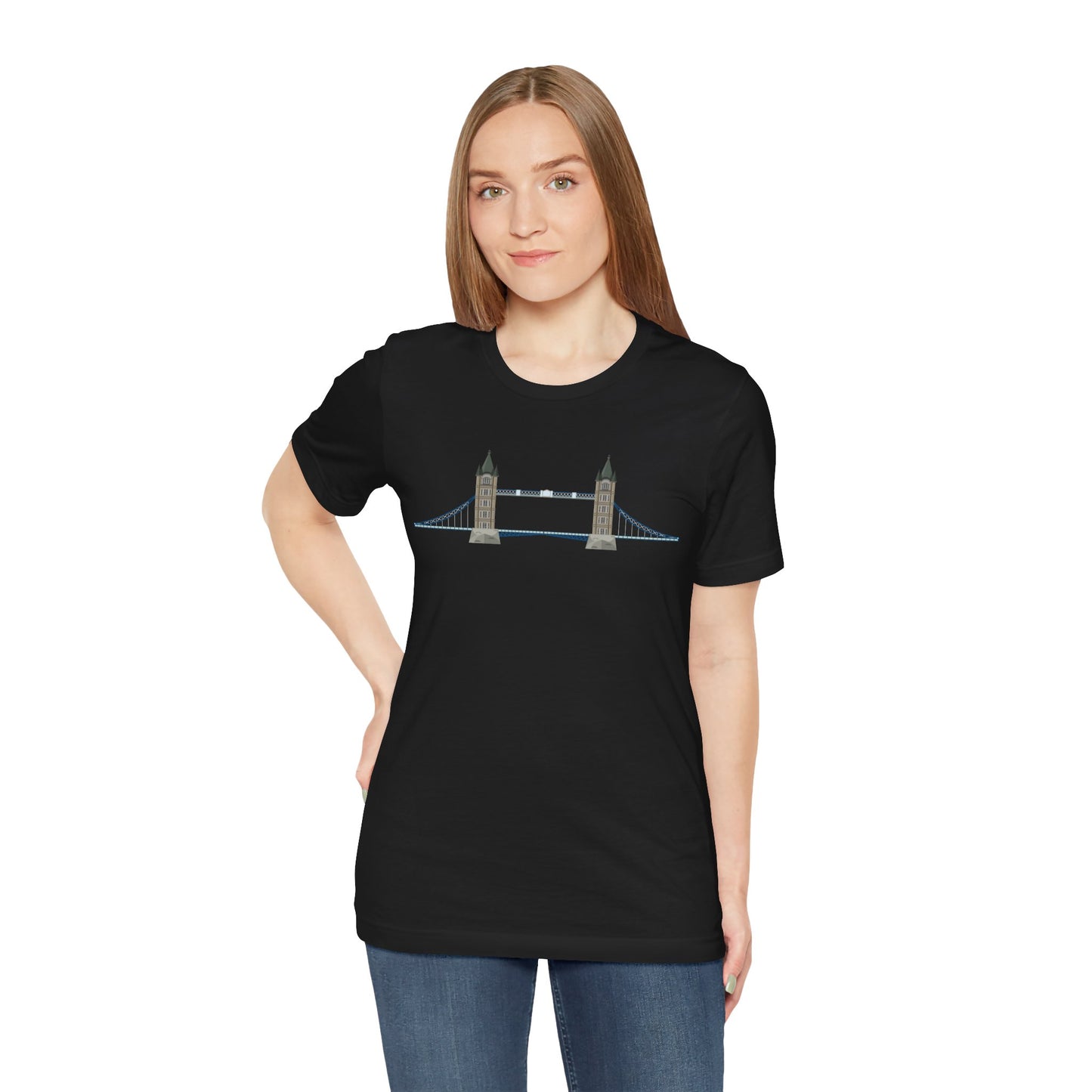 Unisex Jersey Short Sleeve Tee - Tower Bridge - Iconic London Landmark Illustration