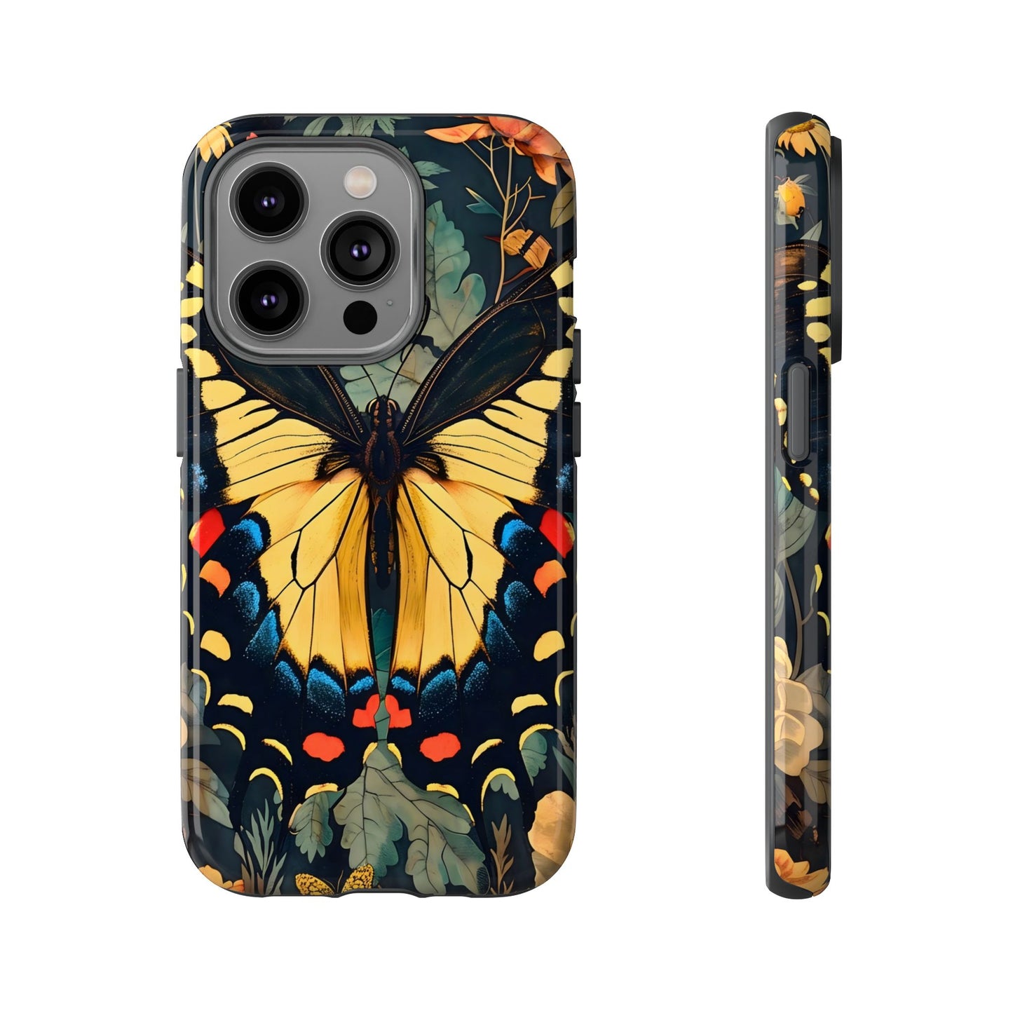 Butterfly Floral Phone Case, Art-inspire Tough Case, Gift for Nature Lovers, Butterfly Pattern Cover, Eco-Friendly Mobile Accessory