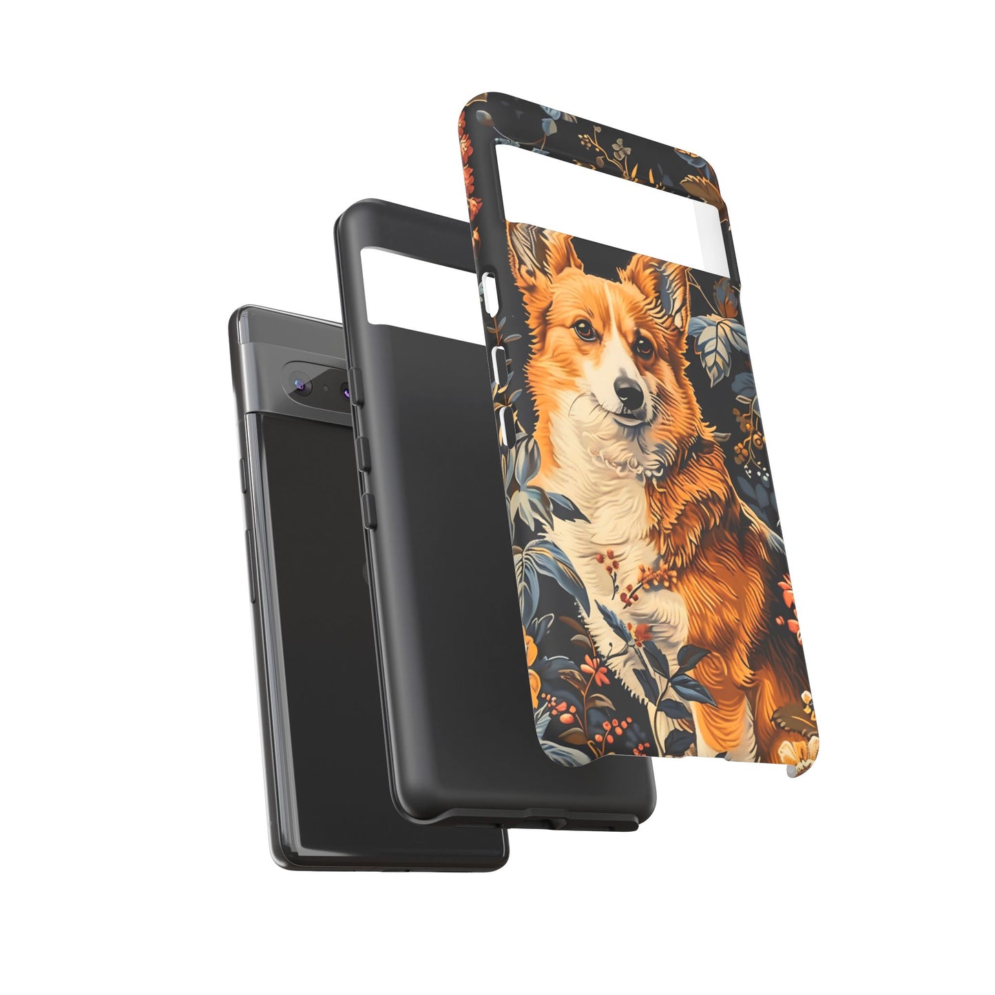 Corgi Floral Phone Case - Tough Cases for Dog Lovers, Cute Pet Accessories, Gift for Dog Owners, Floral Design, Personalized Tech Cover