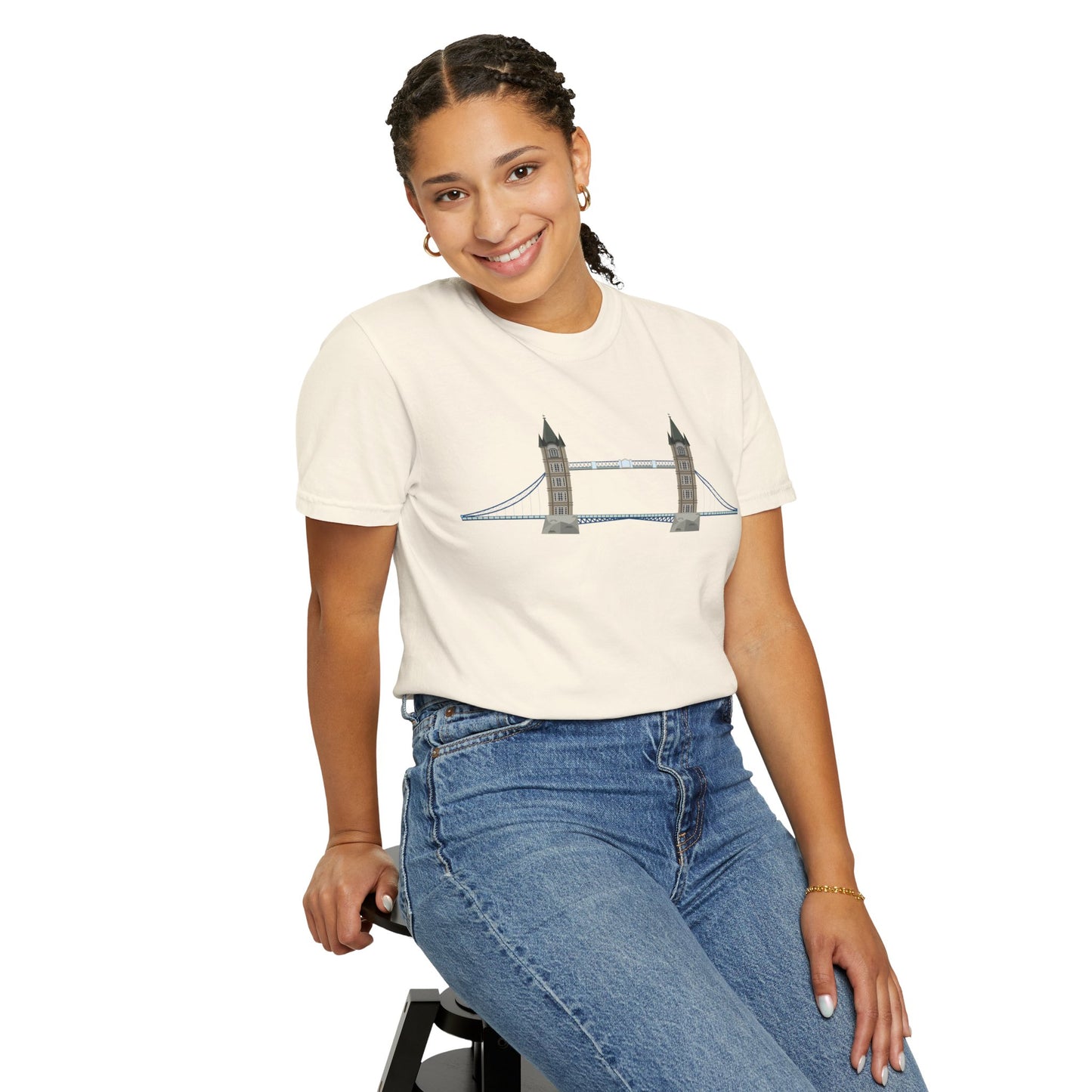 Unisex Garment-Dyed T-shirt - Tower Bridge - Iconic London Landmark Illustration