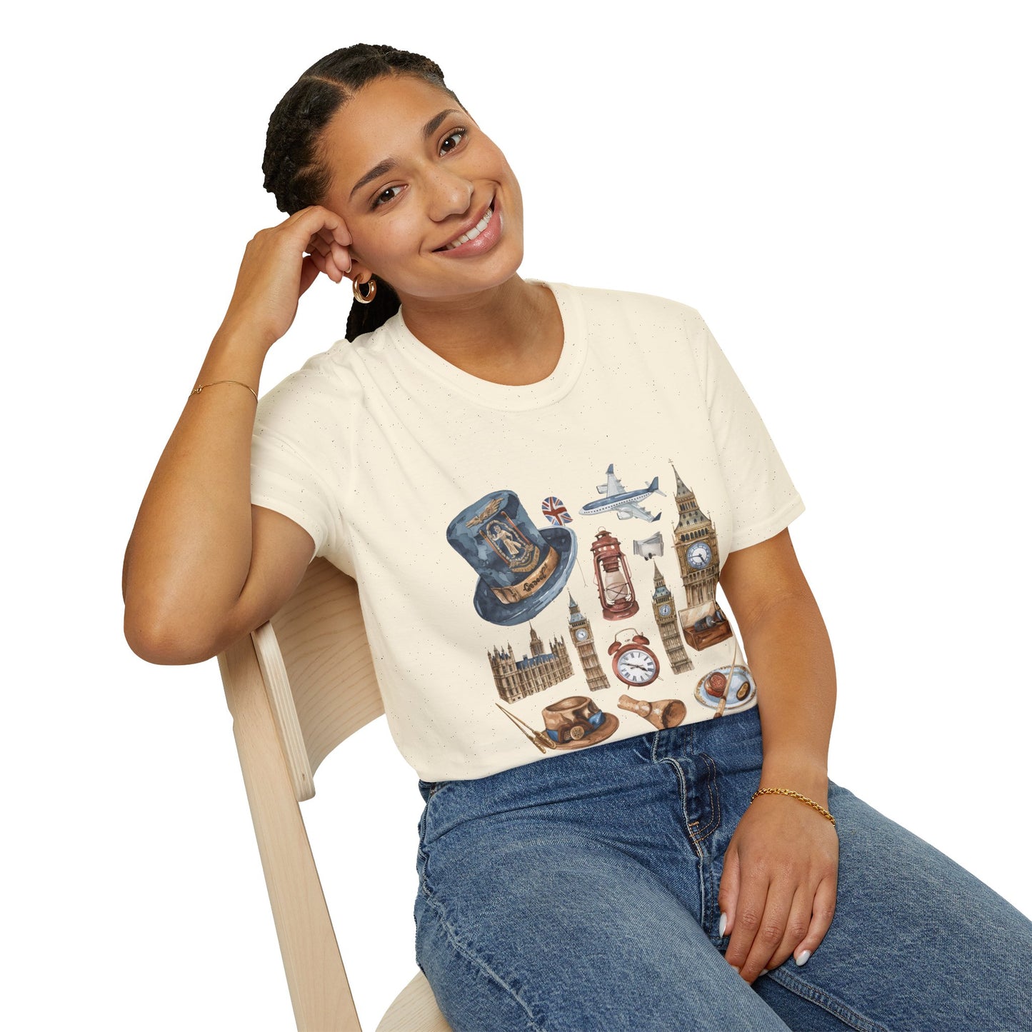 Unisex Softstyle T-Shirt - Icons of England - From Big Ben to Red Buses