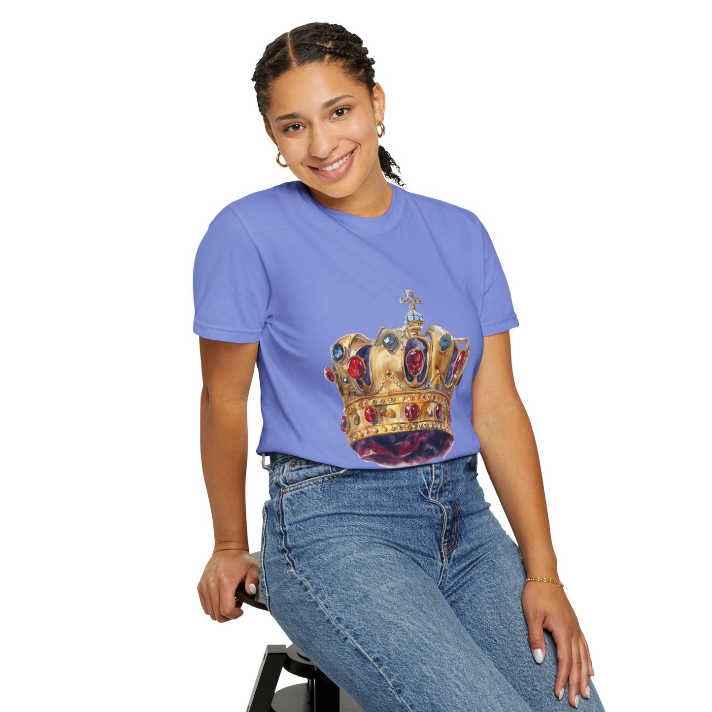 Unisex Garment-Dyed T-shirt - British Royal Crown Design - Iconic Symbol of Monarchy