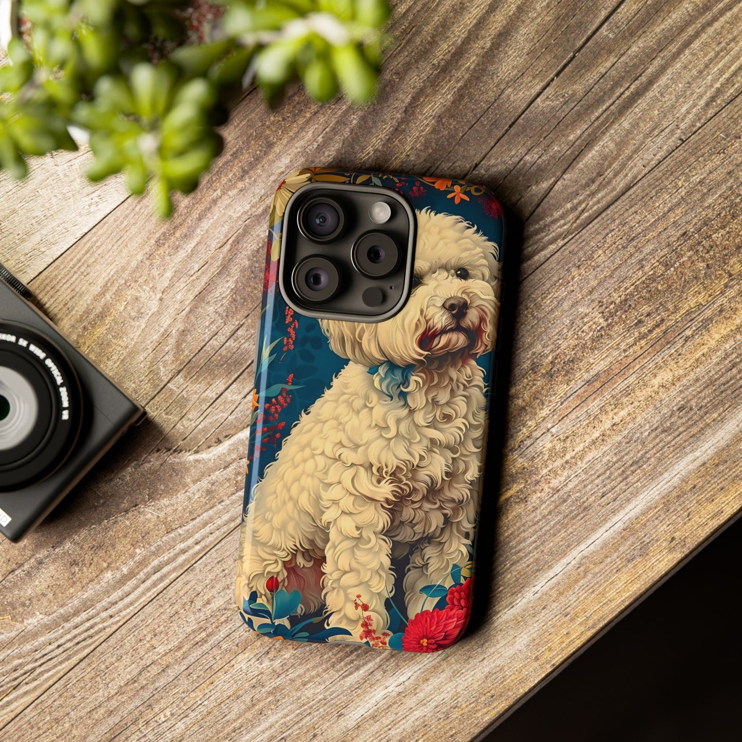 Cute Dog Phone Case, Pet Lover Gift, Floral Design Tough Case, Custom Dog Art, Birthday Gift for Dog Owners, Unique Phone Accessories