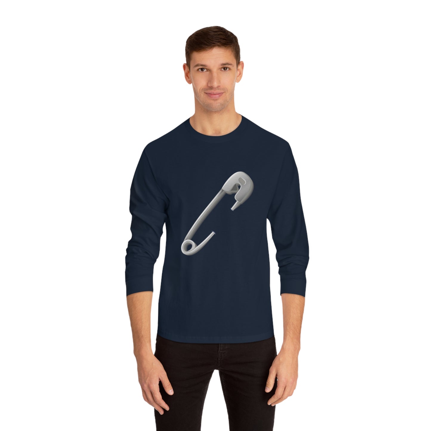 Unisex Classic Long Sleeve T-Shirt - Minimalist Safety Pin