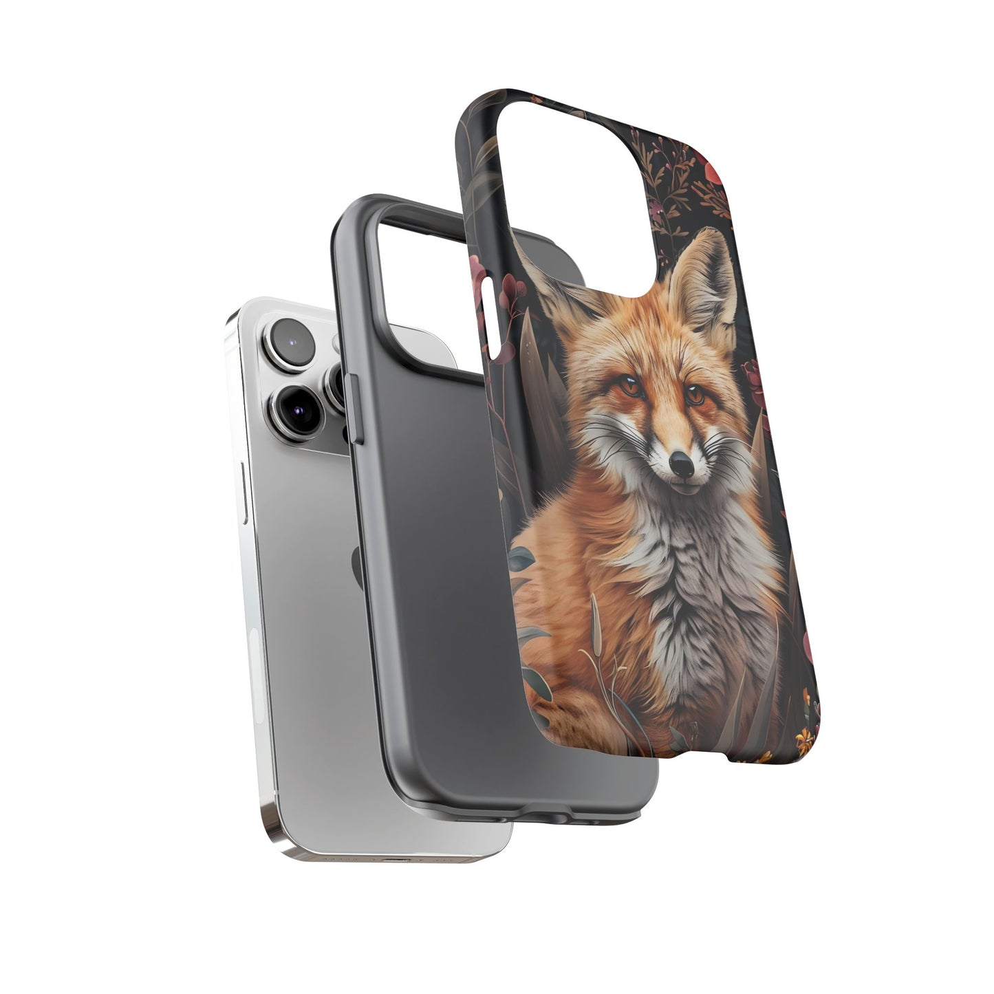 Fox Floral Phone Case, Tough Cases for Animal Lovers, Nature Themed Gift, Cute Phone Cover, Wild Fox Protector