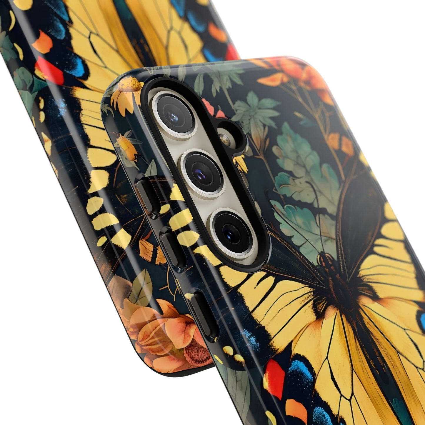 Butterfly Floral Phone Case, Art-inspire Tough Case, Gift for Nature Lovers, Butterfly Pattern Cover, Eco-Friendly Mobile Accessory