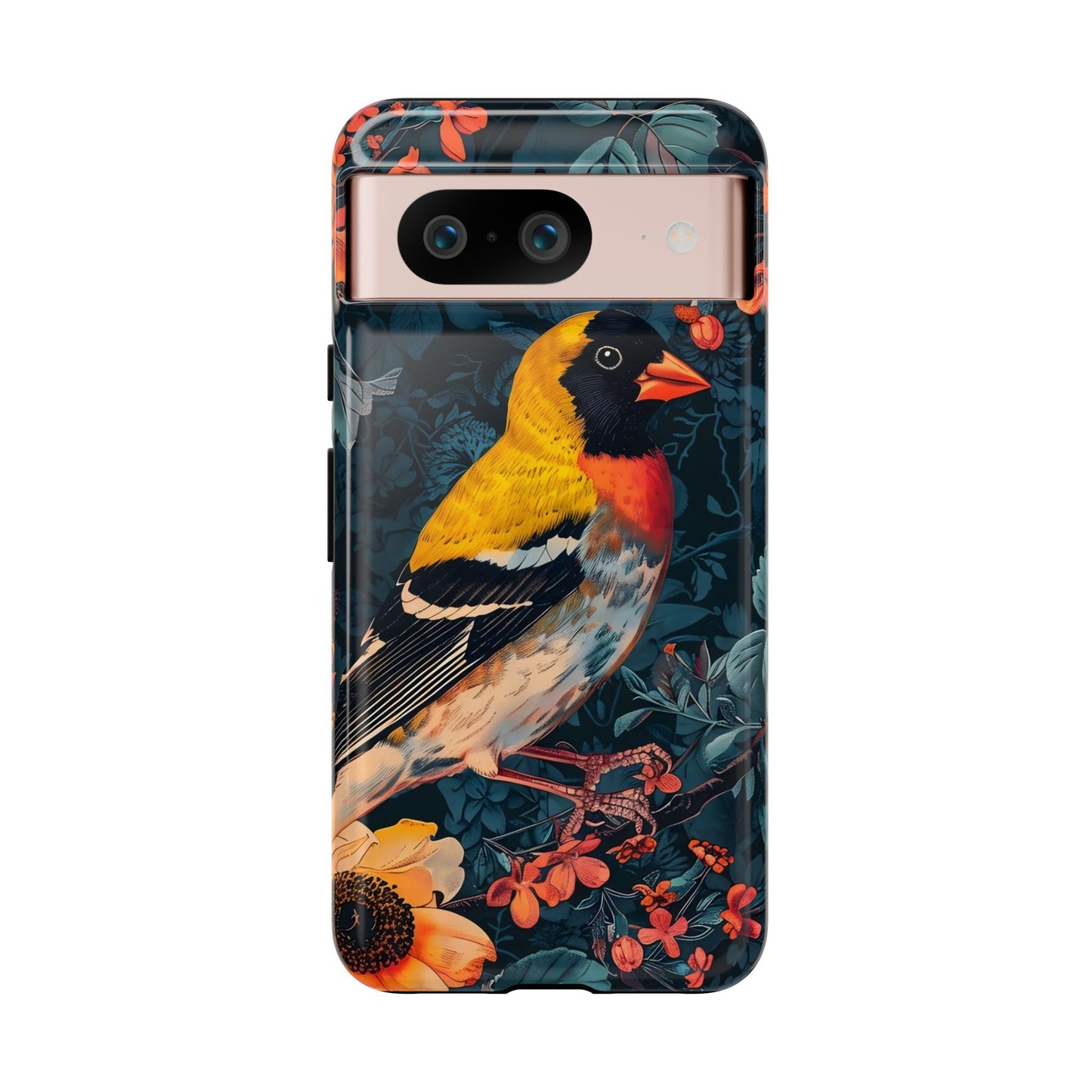 Colorful Bird Phone Case, Floral Phone Cover, Tough Phone Protector, Nature Lover Gift, Botanical Case, Unique Mobile Accessory
