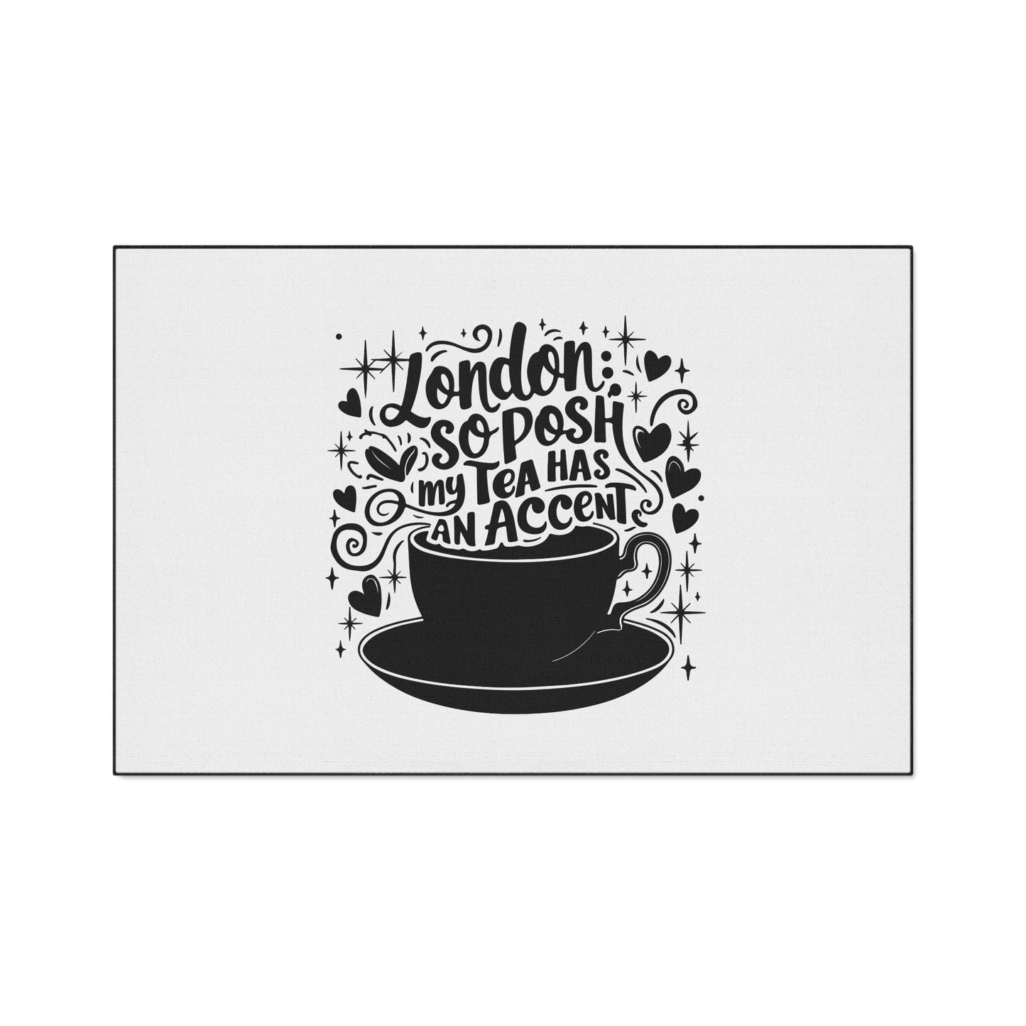 Posh London Tea Floor Mat, Cozy Kitchen Decor, Funny Gift for Tea Lovers, Welcome Mat, Unique Home Accessory
