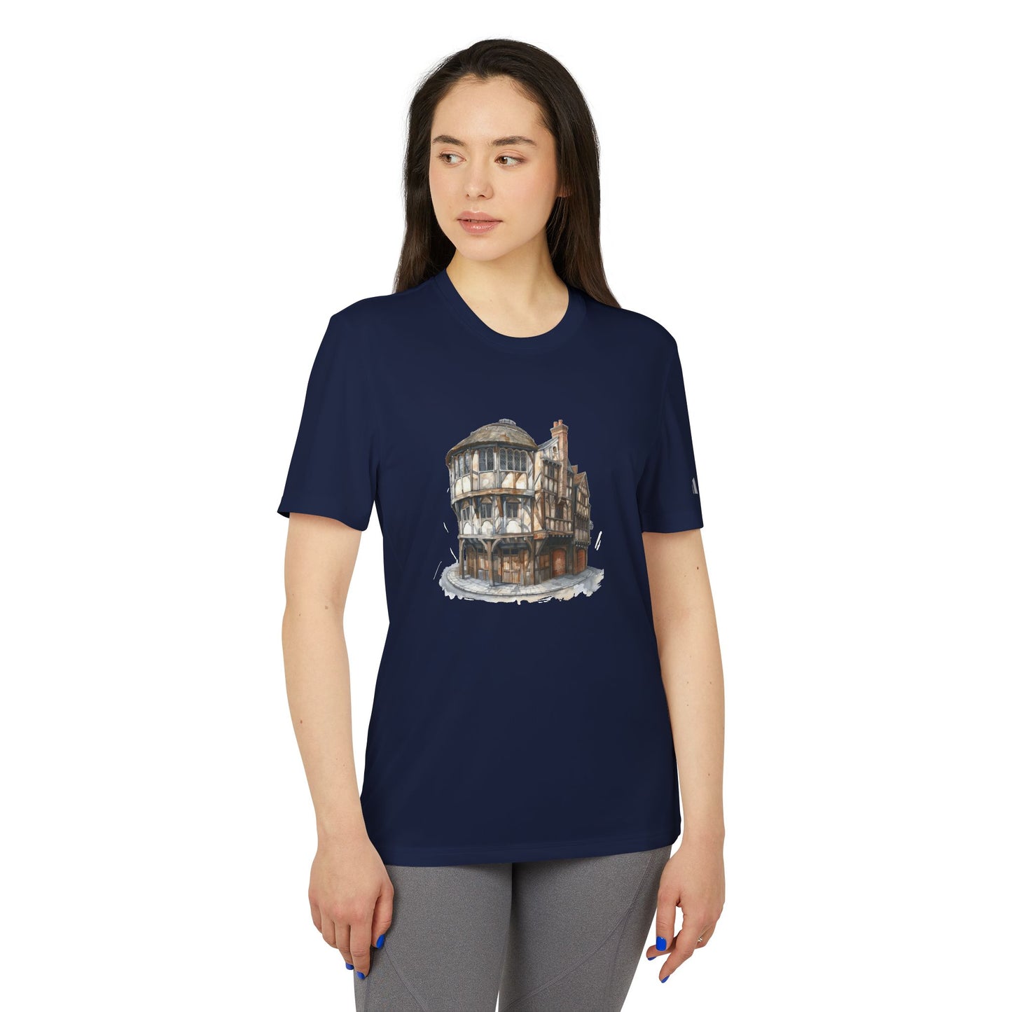Adidas Unisex Sport T-Shirt - Hand-Painted Bar Scene Wall Art - Vintage Architectural Design