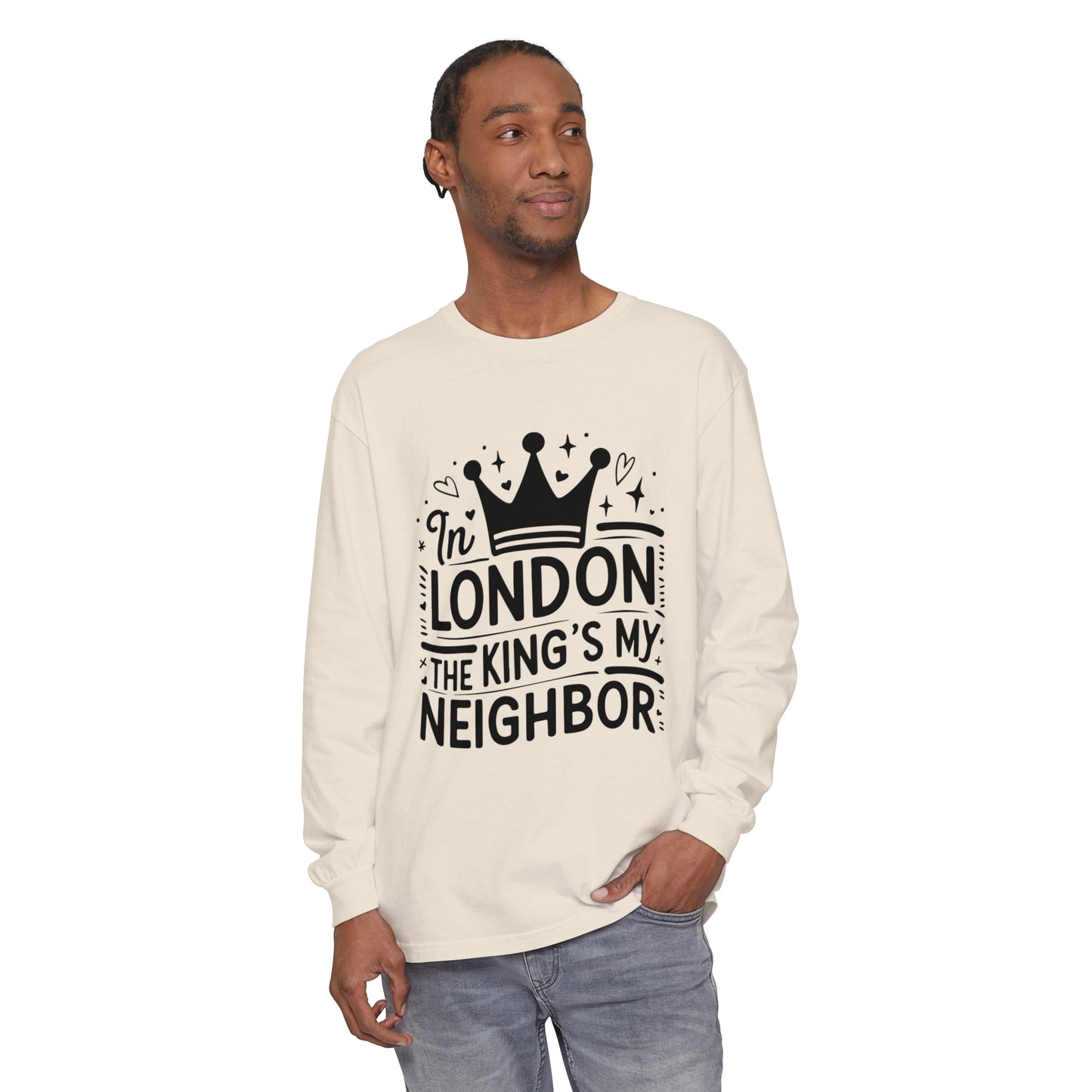 Unisex Garment-dyed Long Sleeve T-Shirt - King's My Neighbour in London