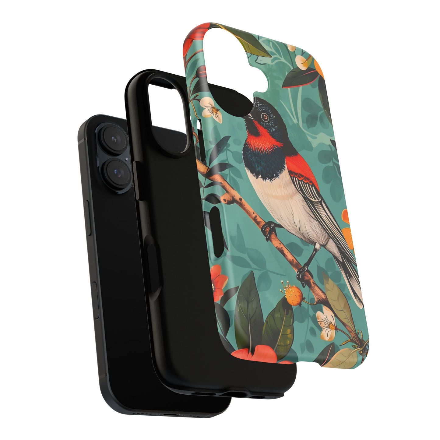 Tough Cases - Floral Bird Phone Case, Colorful Phone Cover, Nature Lover's Gift, Stylish Phone Accessory, Unique Gift Idea