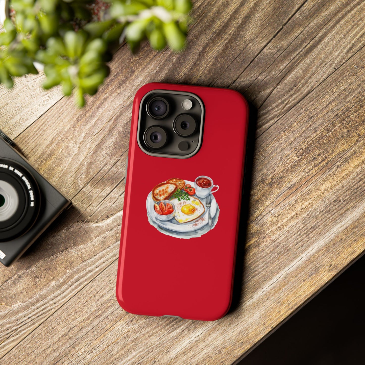 Breakfast-Inspired Phone Case, Tough Phone Covers, Foodie Gifts, Unique Accessories, Cute Kitchen Decor, Red Phone Case