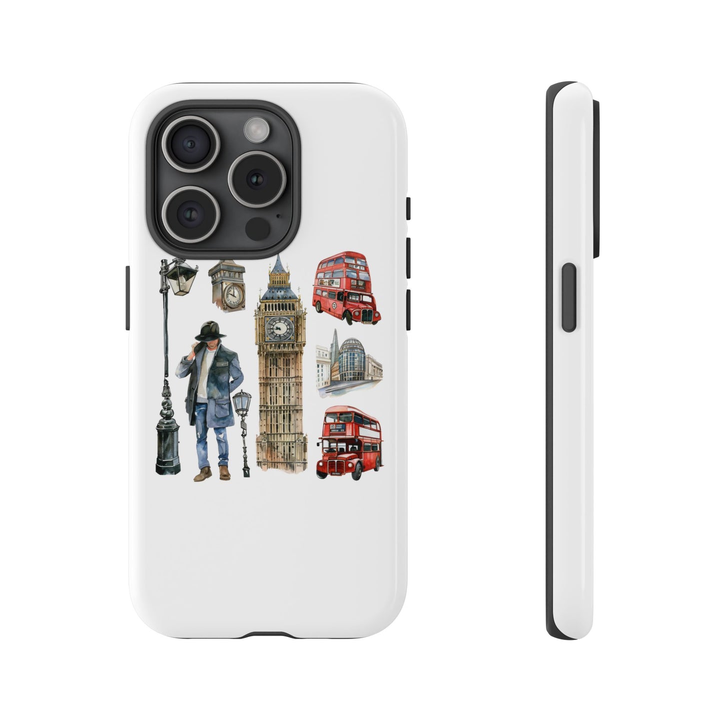 London Iconic Design Phone Case, Tough Cases, Gift for Travelers, London Souvenir, London Icons, Red Bus Phone Case