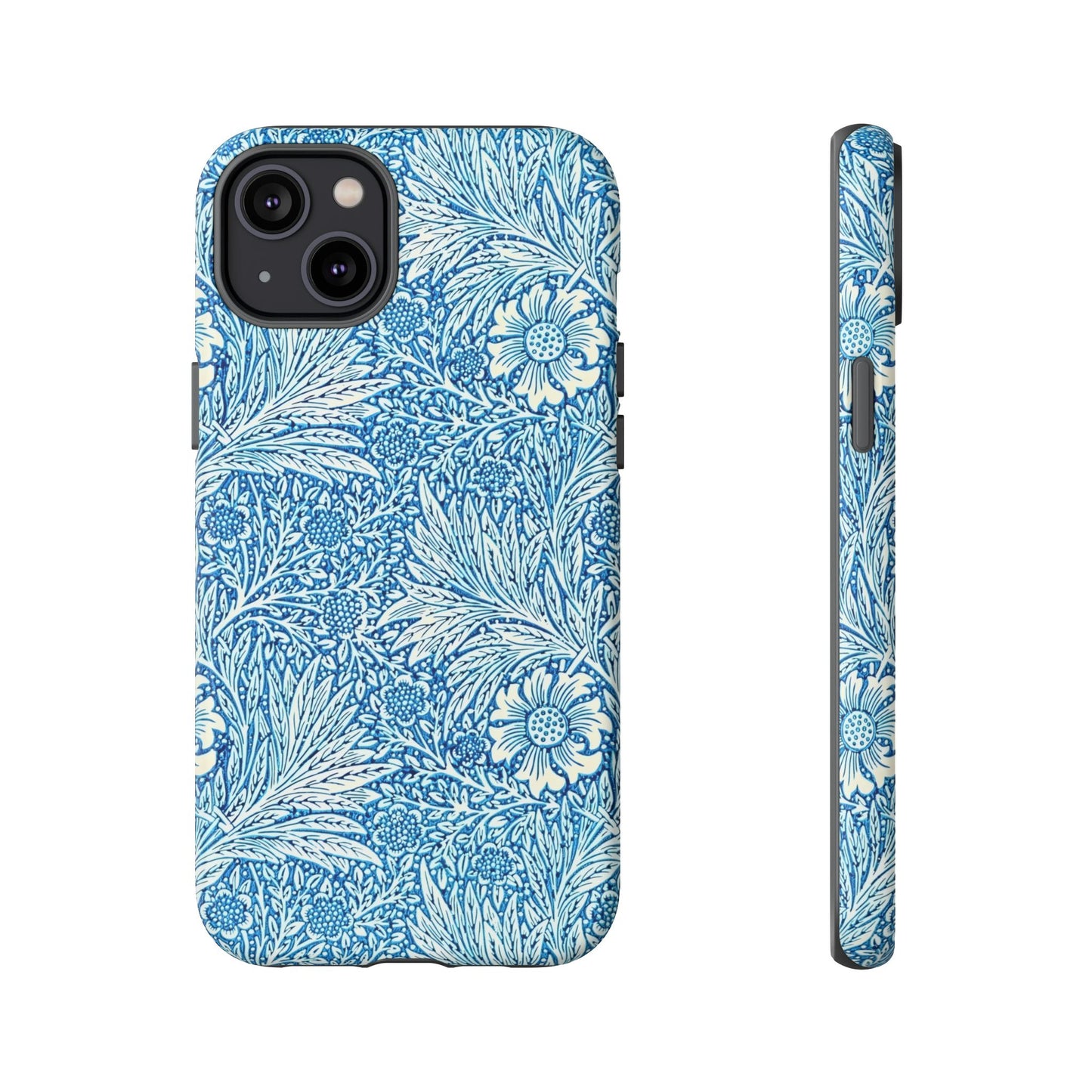 Stylish Phone Case, Tough Floral Phone Cover, Fashionable Tech Accessory, Gift for Her, Blue Flower Design