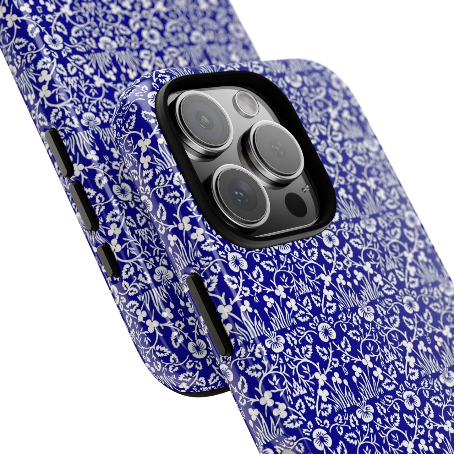 Elegant Floral Phone Case - Tough Cases, Blue Floral Design, Stylish Phone Accessory, Unique Gift, Modern Tech Protection