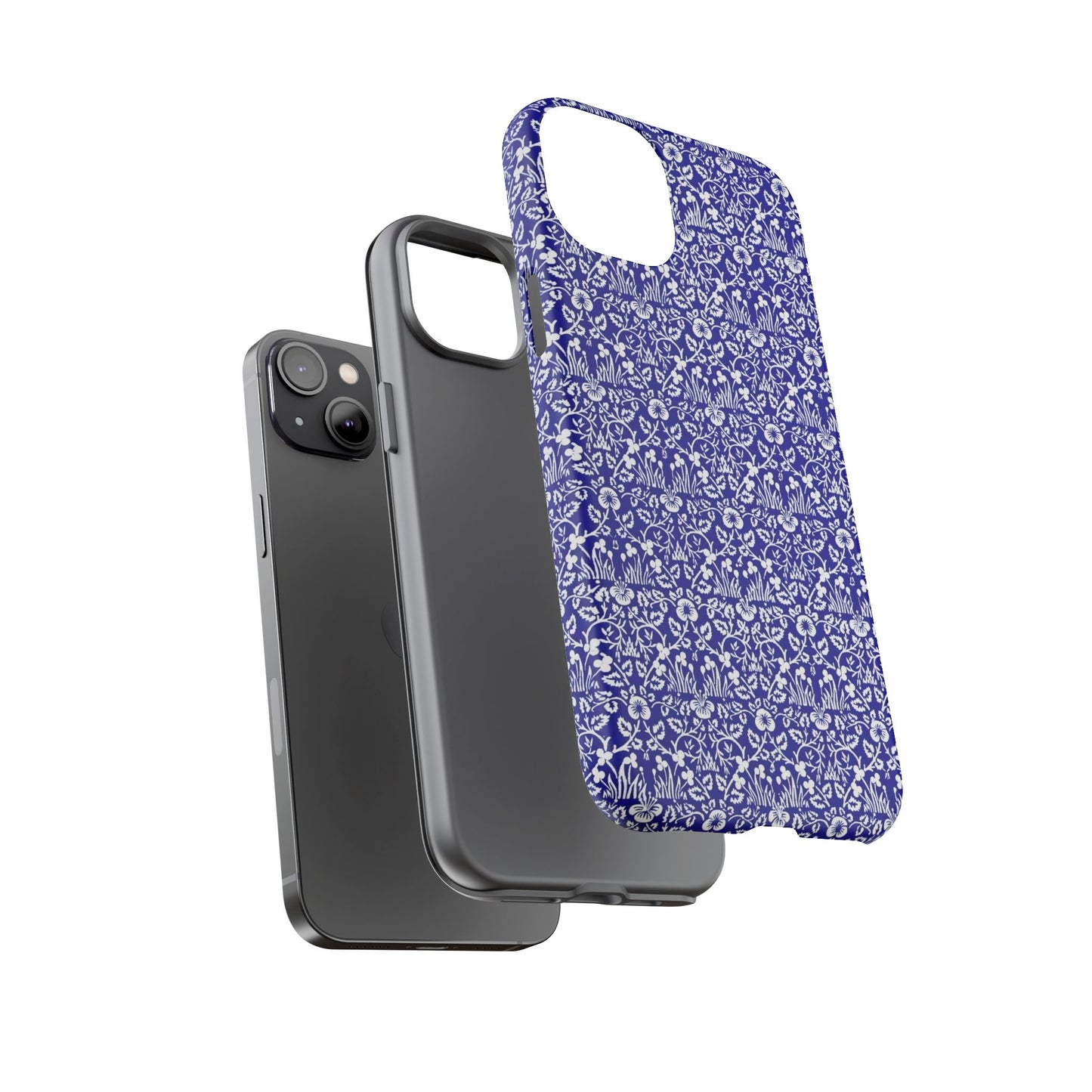Elegant Floral Phone Case - Tough Cases, Blue Floral Design, Stylish Phone Accessory, Unique Gift, Modern Tech Protection