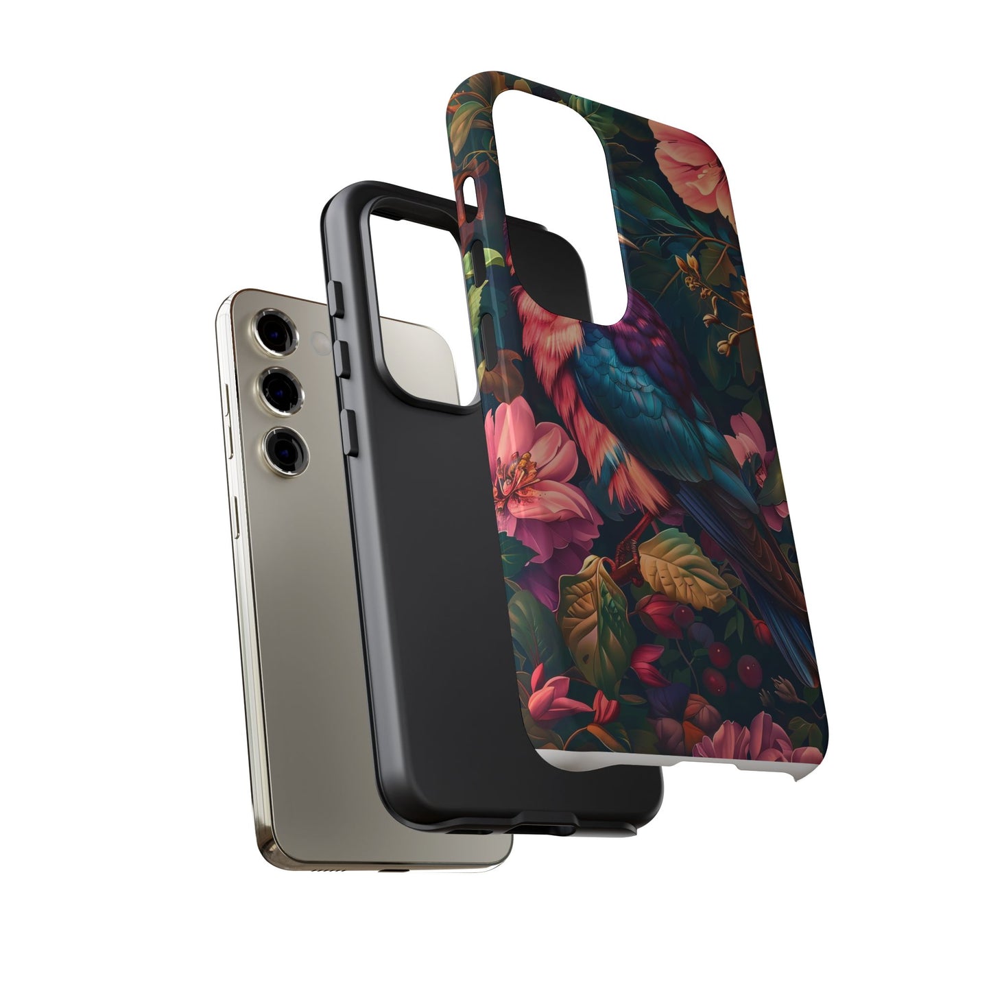 Tough Cases: Vibrant Tropical Bird Phone Case, Floral Smartphone Cover, Nature Lover Gift, Boho Phone Accessory, Cute Bird Case