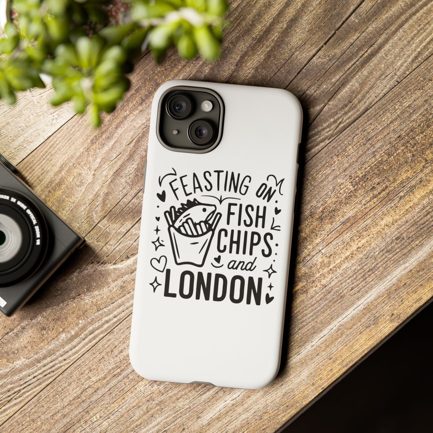 London Fish & Chips Phone Case | Fun Gift for Foodies, Travel Lovers, London Souvenir, Unique Accessories, Personalization Option
