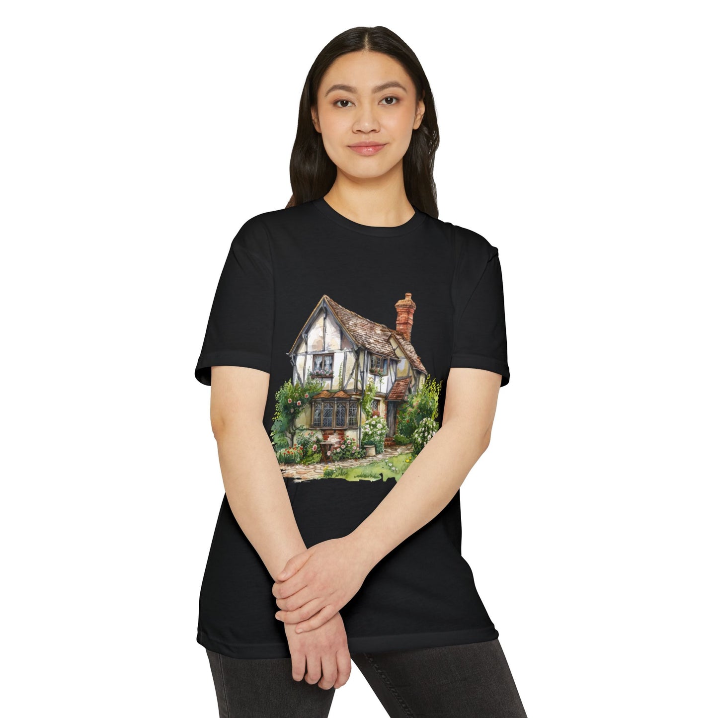 Unisex CVC Jersey T-shirt - From Thatched Roofs to Stone Walls - British Village Houses