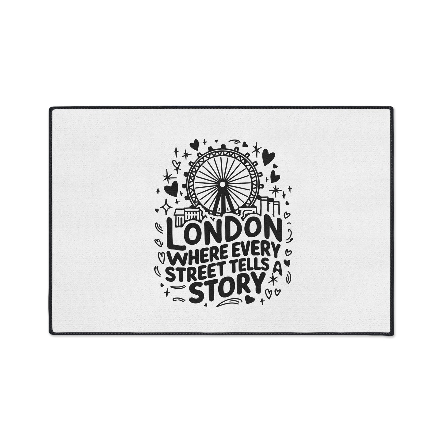 Stylish Heavy Duty Floor Mat - London Street Story Design, Home Decor, Indoor/Outdoor Rug, Entryway Mat, Gift for Travelers