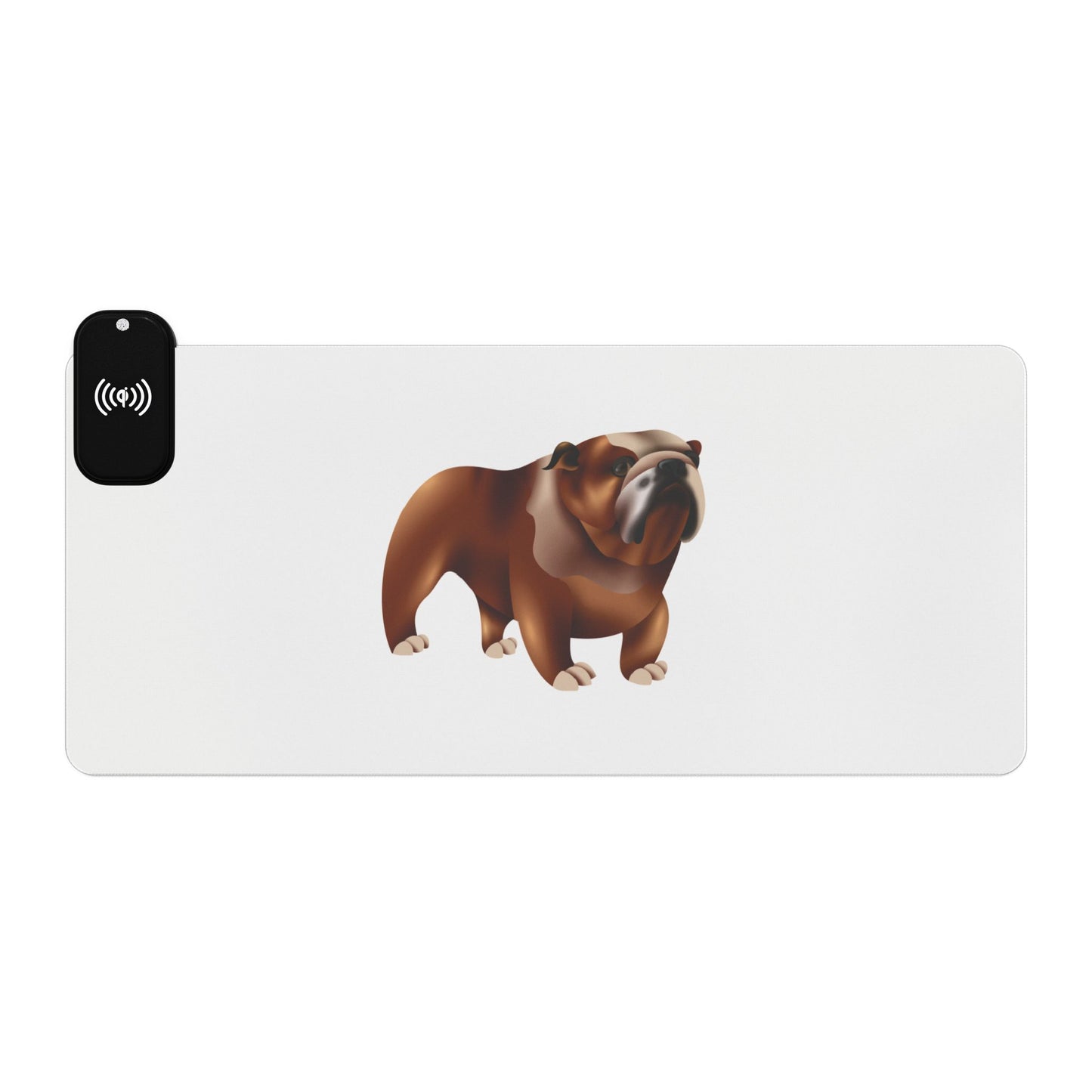 British Bulldog Illustration - LED Gaming Mouse Pad with Wireless Charging - Stylish & Functional Desk Accessory for Gamers, College Students, Home Office, Gifts