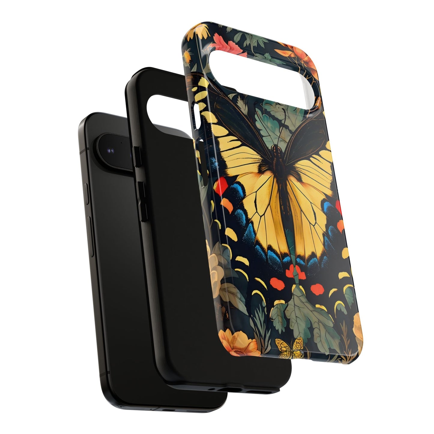 Butterfly Floral Phone Case, Art-inspire Tough Case, Gift for Nature Lovers, Butterfly Pattern Cover, Eco-Friendly Mobile Accessory