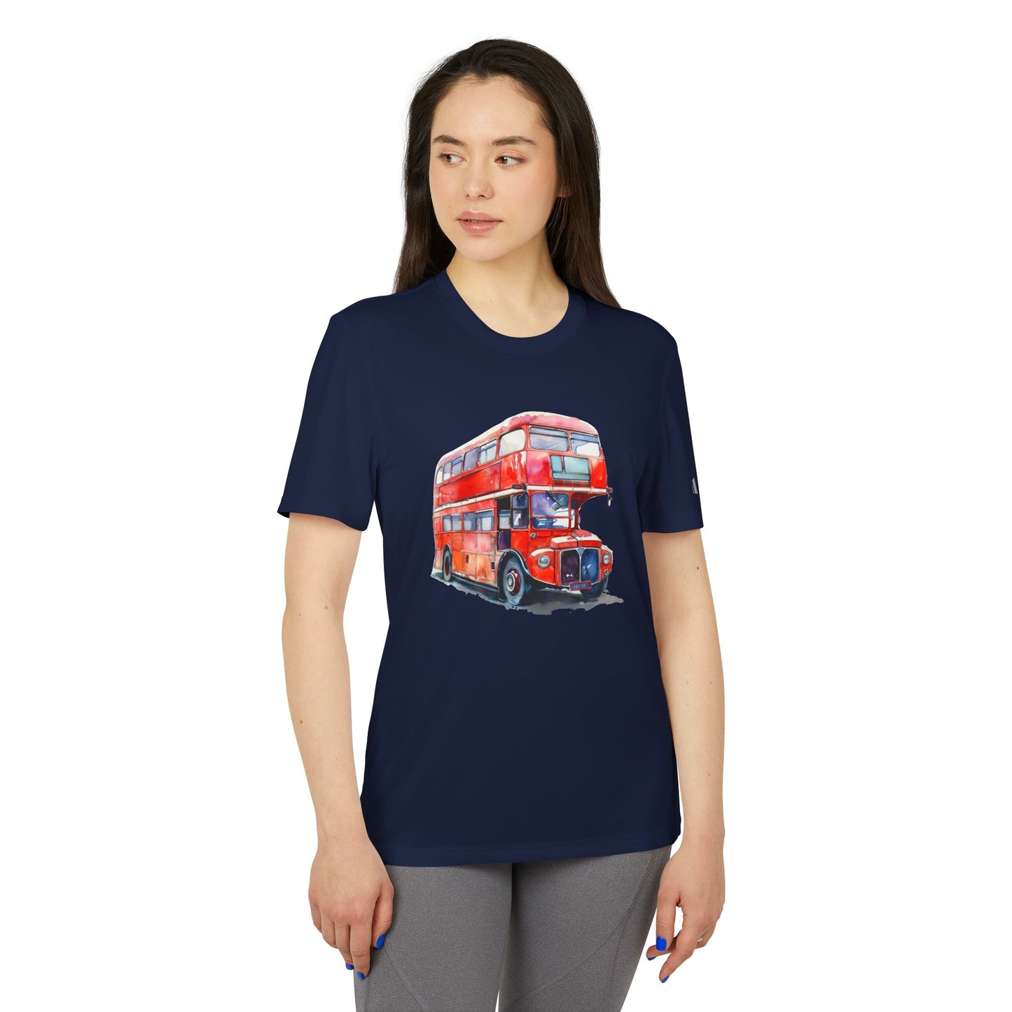 Unisex Sport T-Shirt - British Red Bus Watercolor Design
