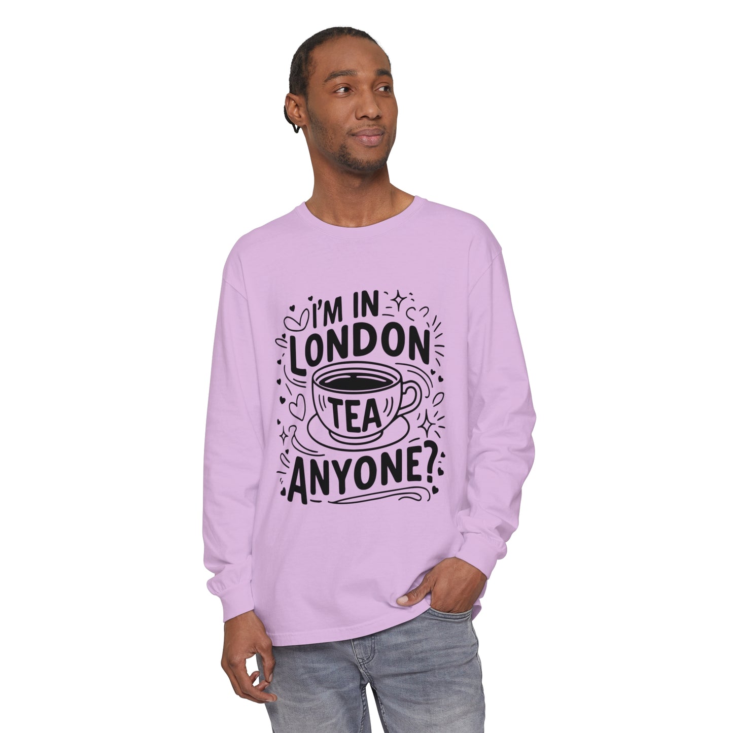 Unisex Garment-dyed Long Sleeve T-Shirt - London's Tea
