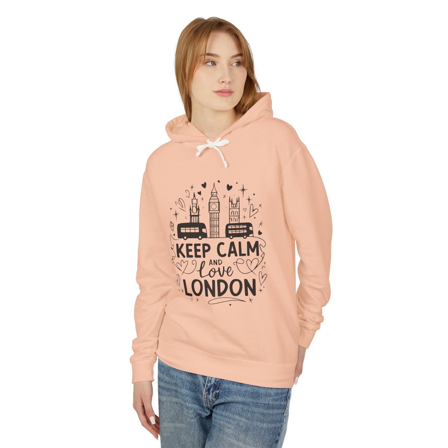 Unisex Lightweight Hooded Sweatshirt - Keep Calm and love London
