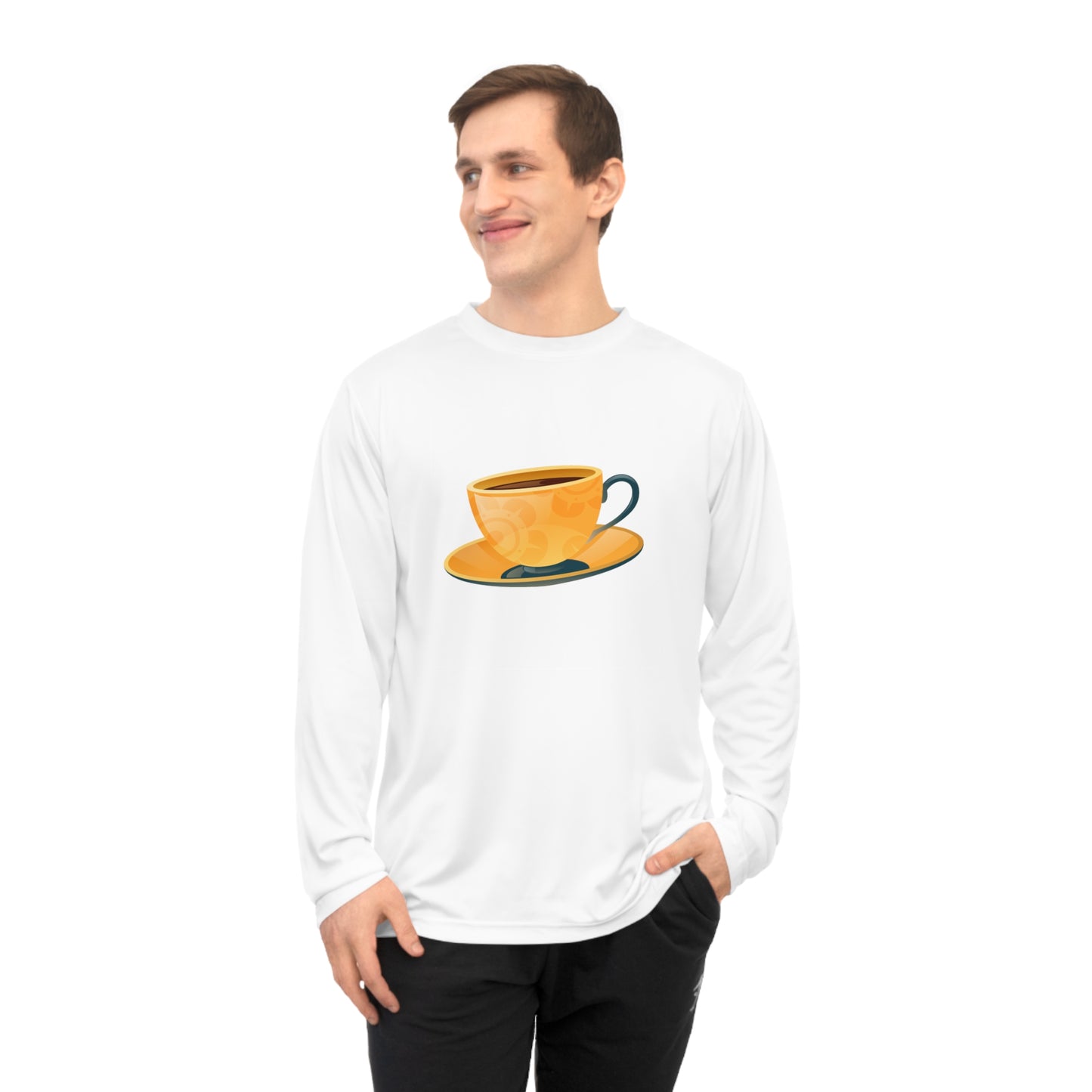 Unisex Performance Long Sleeve Shirt - Elegant British Tea Cup - Classic Tea Time Style