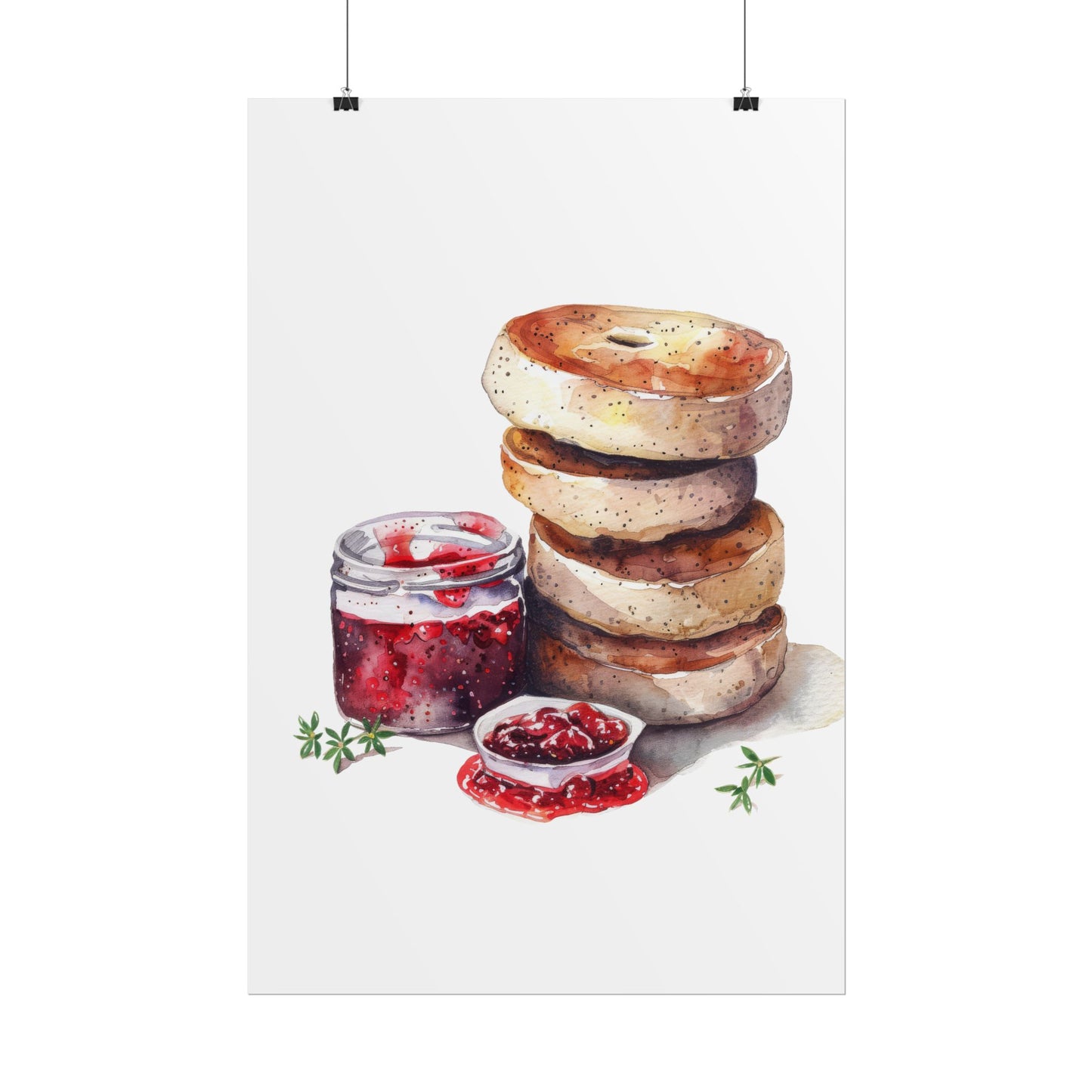 Breakfast Bagel Art Print, Foodie Decor, Kitchen Wall Art, Rolled Poster, Unique Food Gift, Home Cooking Decor