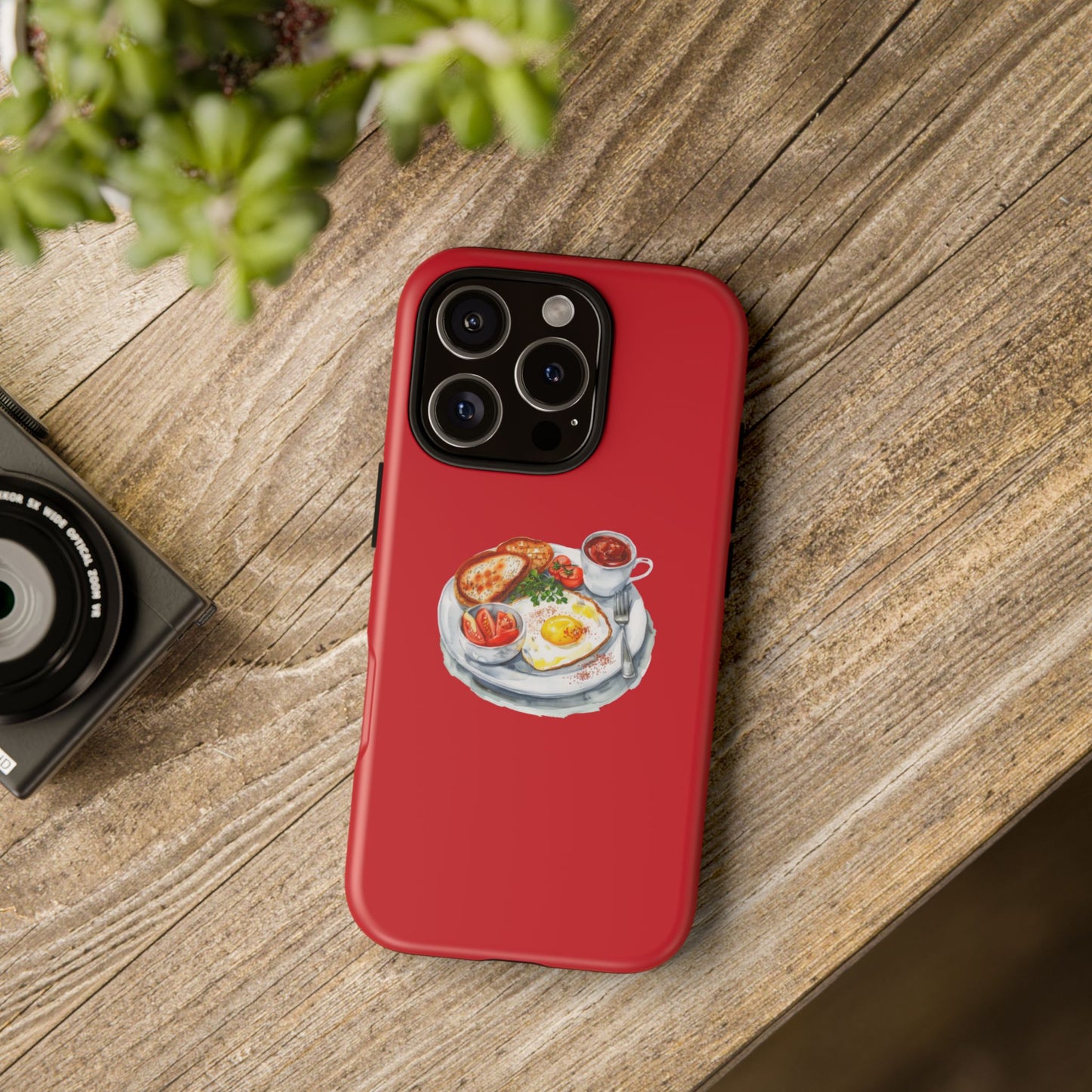 Breakfast-Inspired Phone Case, Tough Phone Covers, Foodie Gifts, Unique Accessories, Cute Kitchen Decor, Red Phone Case
